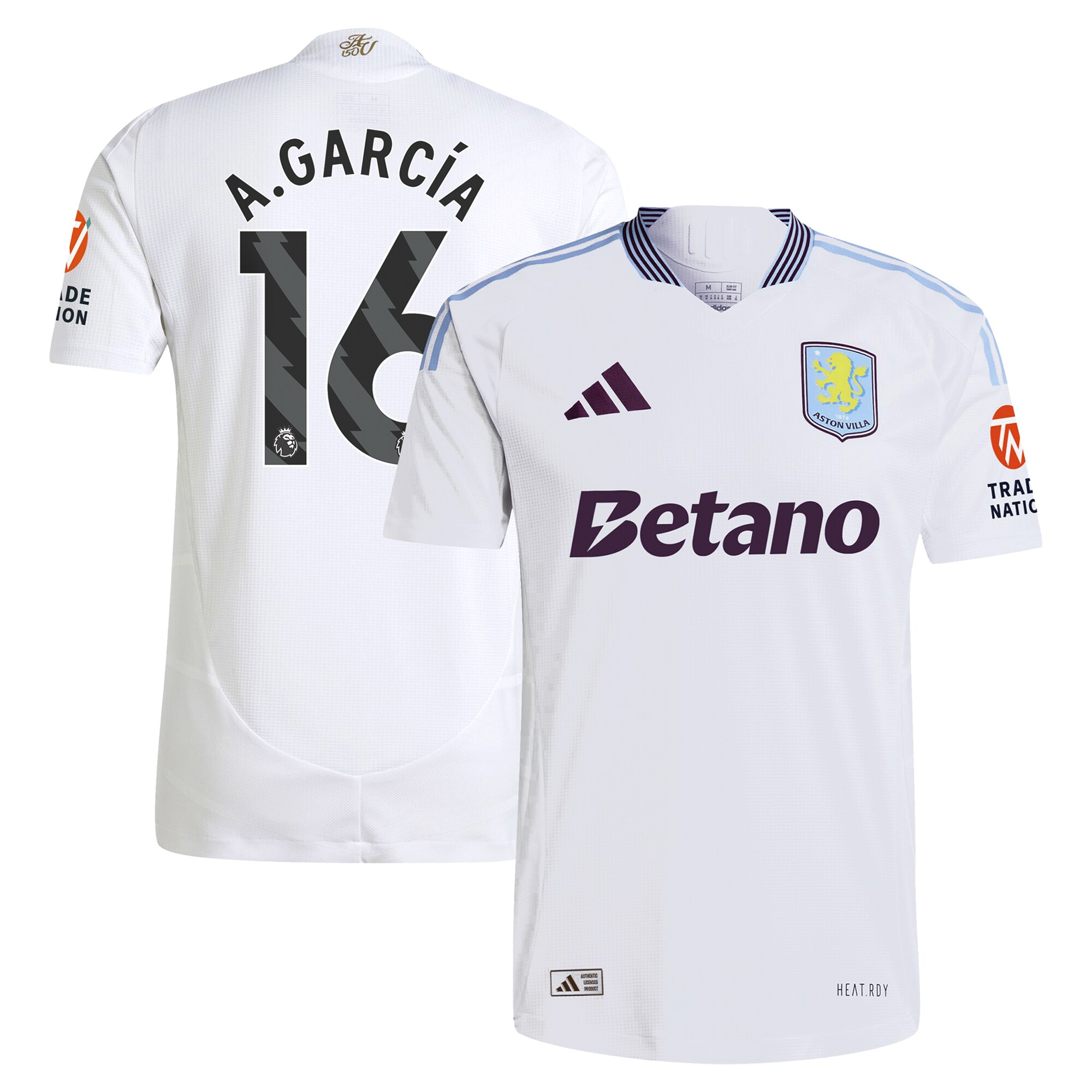 aston villa adidas away authentic shirt 2024-25 with a.garcía 16 printing Collection | Official Aston Villa Kits for Fans
