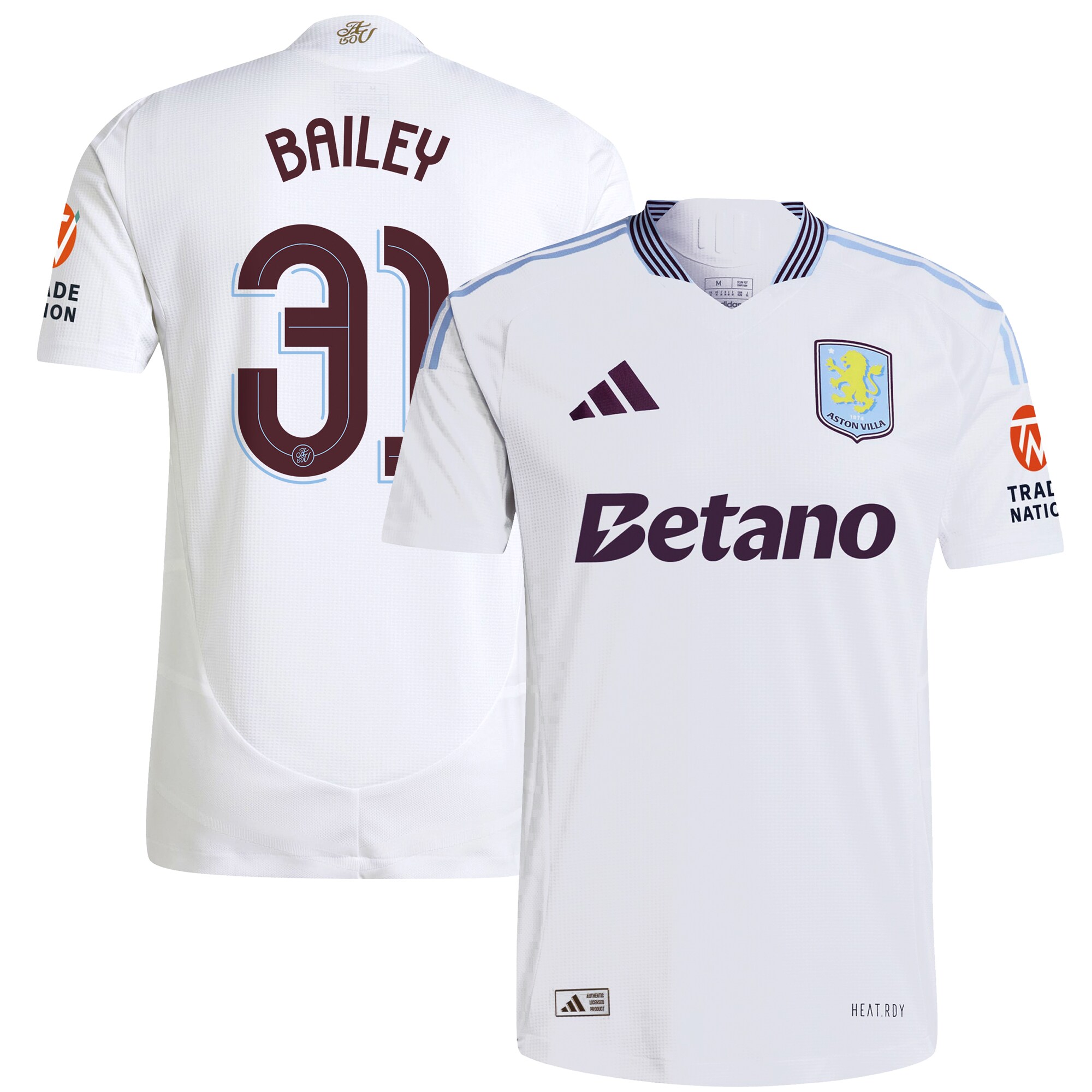 aston villa adidas away authentic shirt 2024-25 with bailey 31 cup printing Collection | Official Aston Villa Kits for Fans