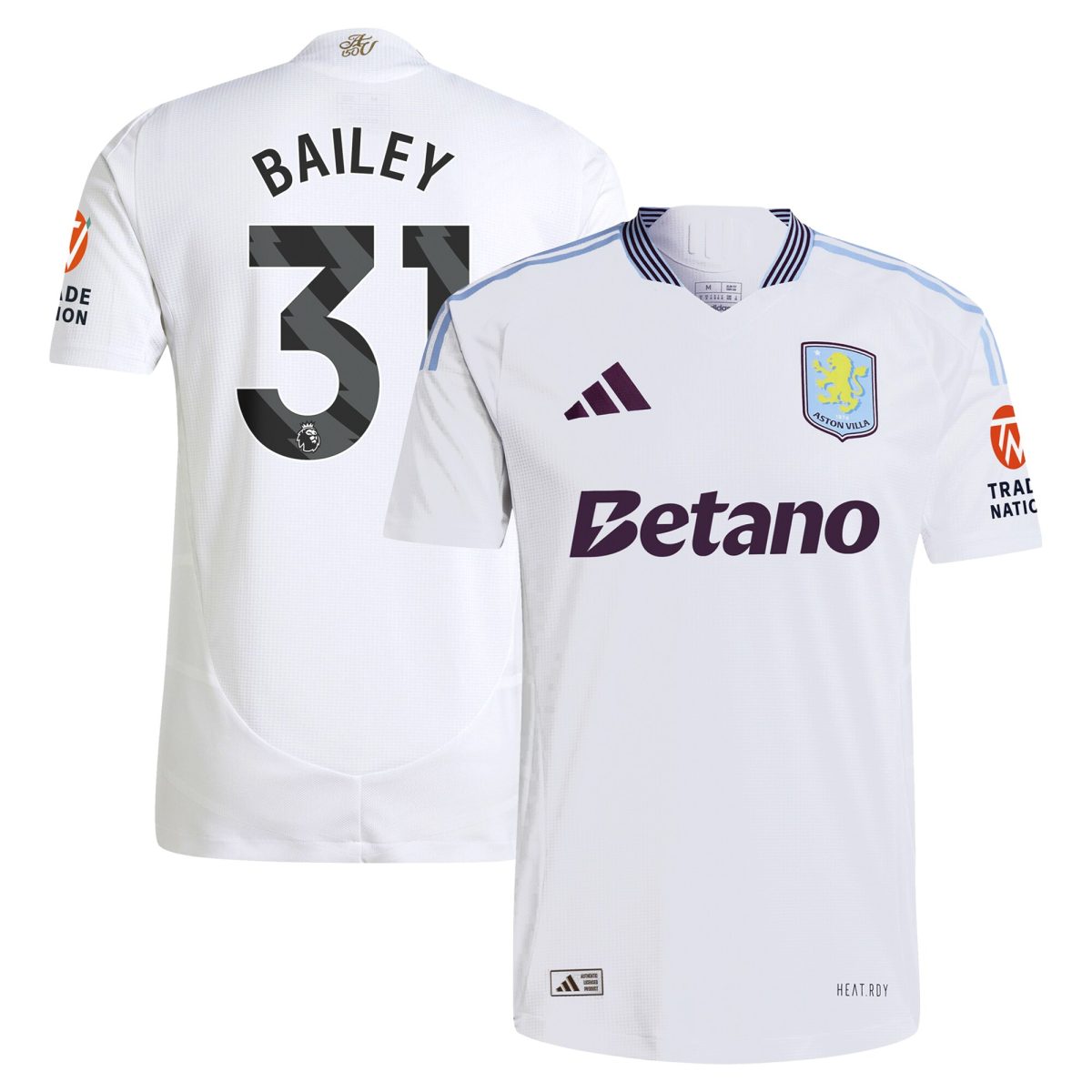 aston villa adidas away authentic shirt 2024-25 with bailey 31 printing Collection | Official Aston Villa Kits for Fans