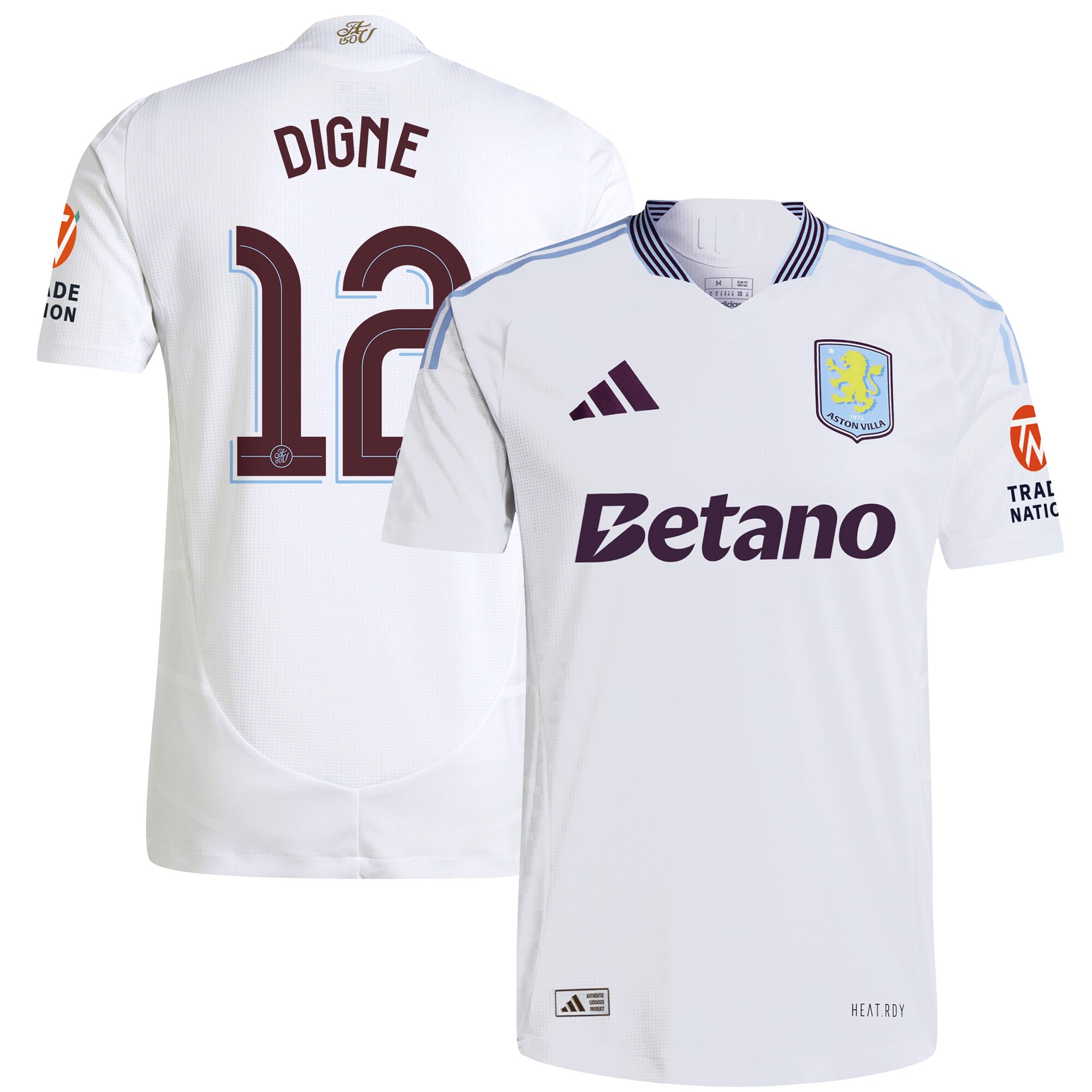 aston villa adidas away authentic shirt 2024-25 with digne 12 cup printing Collection | Official Aston Villa Kits for Fans
