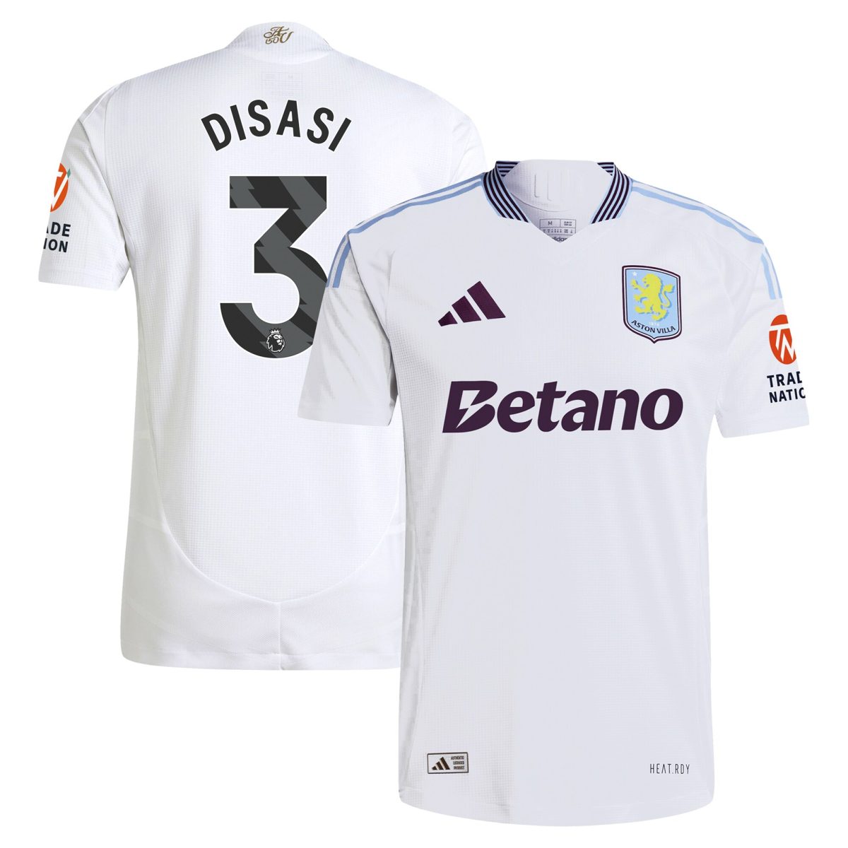 aston villa adidas away authentic shirt 2024-25 with disasi 3 printing Collection | Official Aston Villa Kits for Fans
