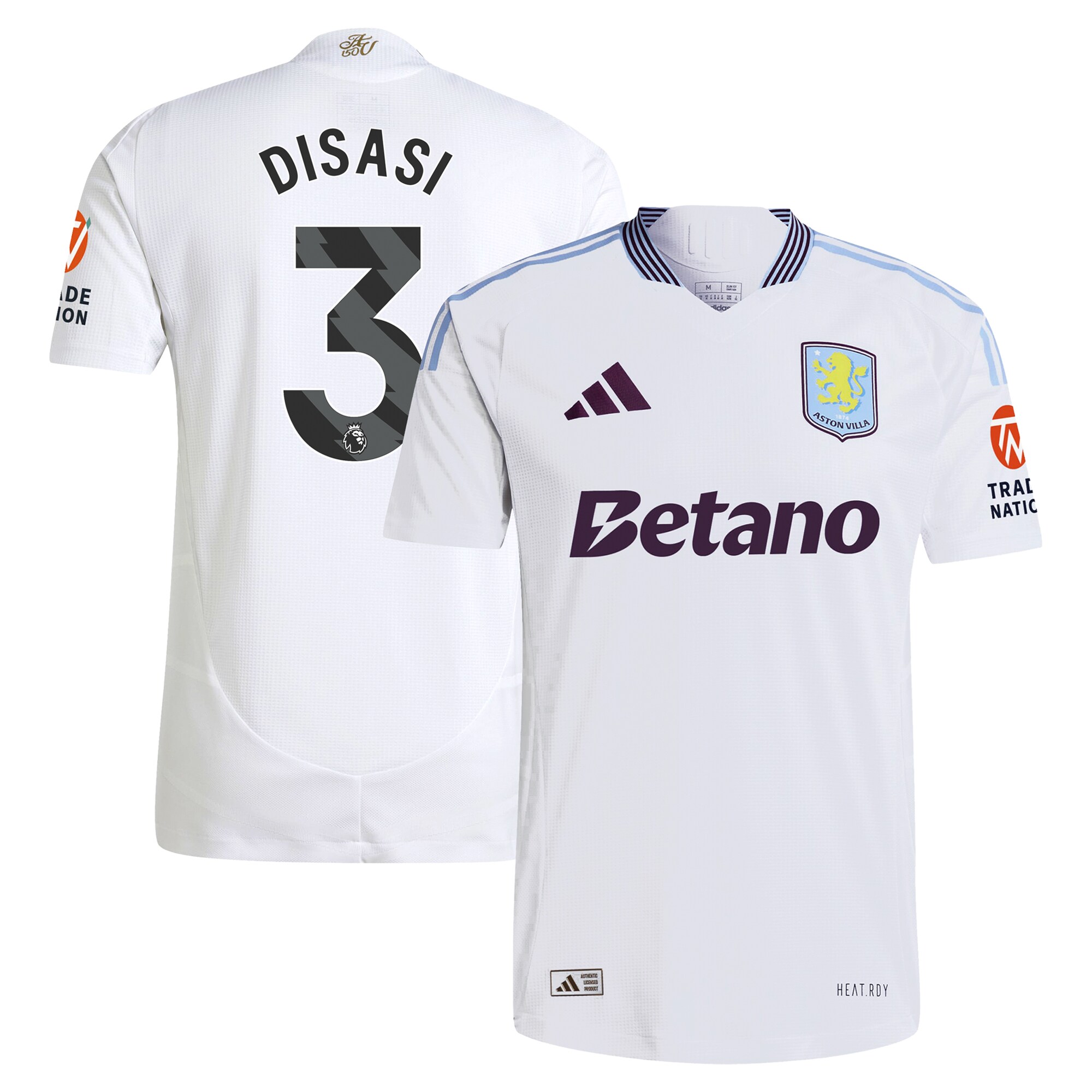 aston villa adidas away authentic shirt 2024-25 with disasi 3 printing Collection | Official Aston Villa Kits for Fans