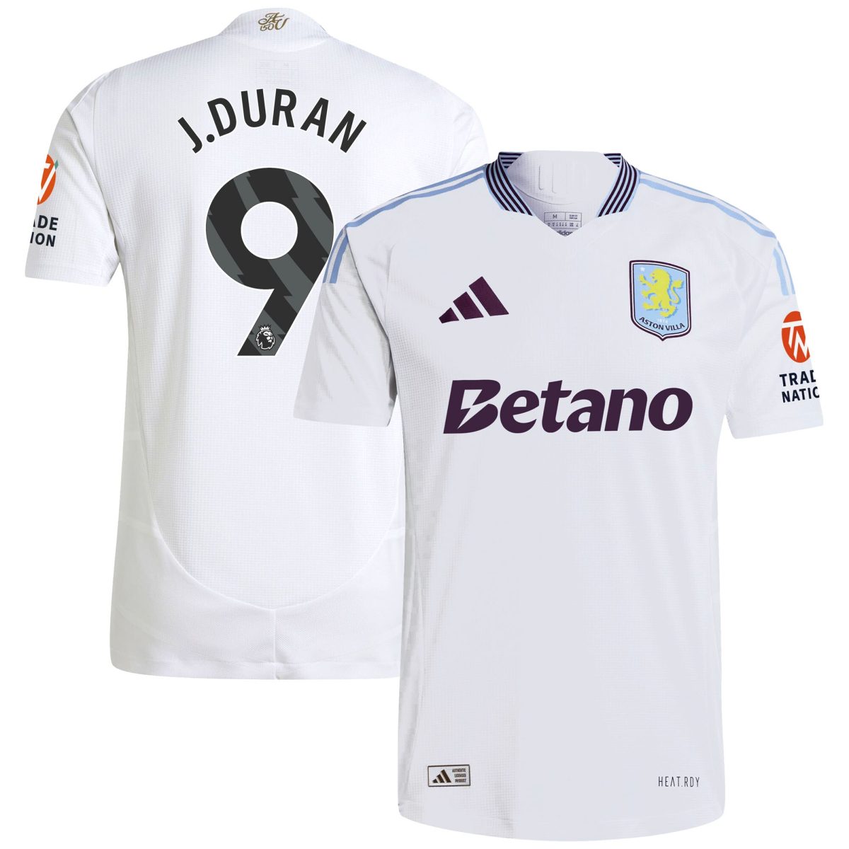 aston villa adidas away authentic shirt 2024-25 with j.duran 9 printing Collection | Official Aston Villa Kits for Fans