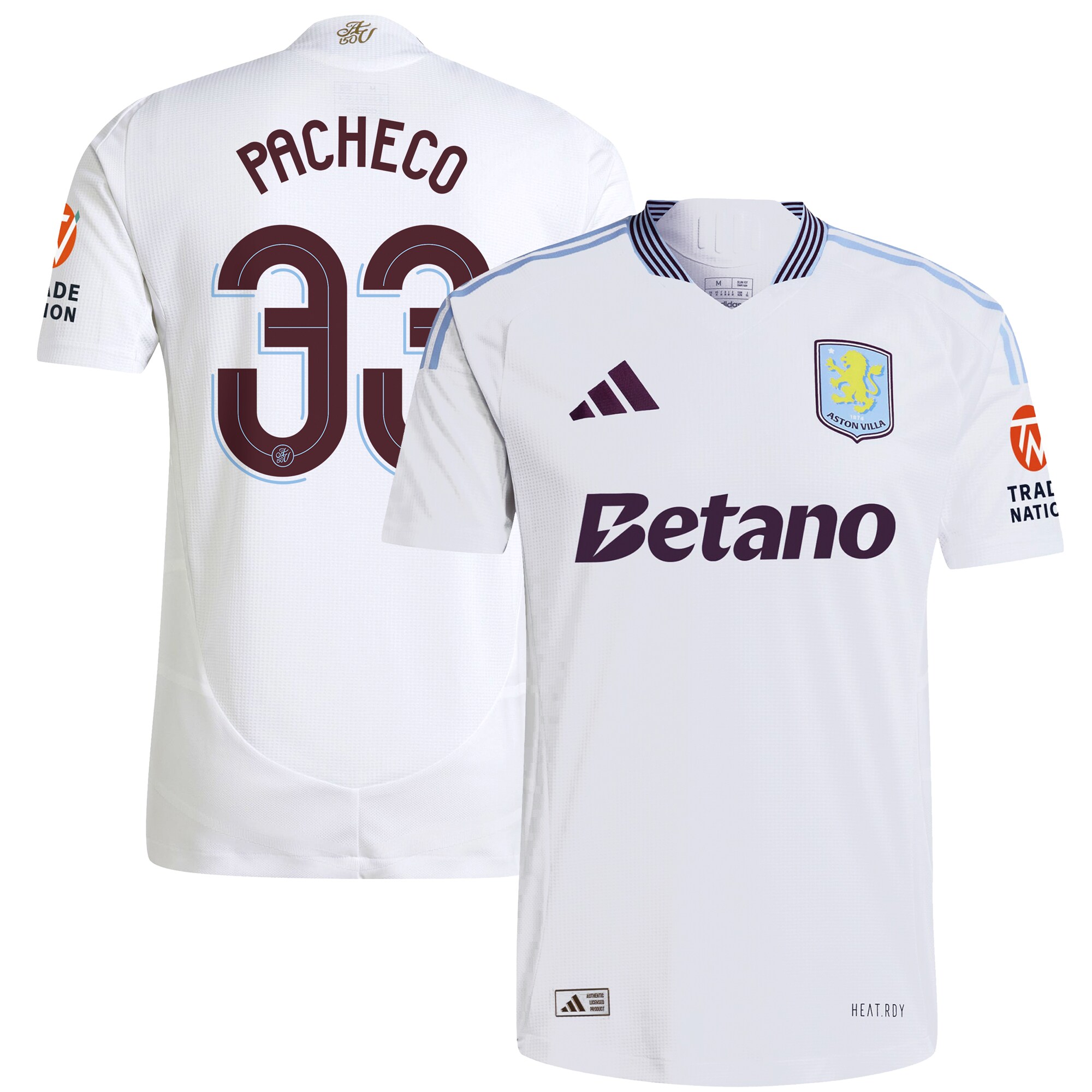 aston villa adidas away authentic shirt 2024-25 with pacheco 33 cup printing Collection | Official Aston Villa Kits for Fans