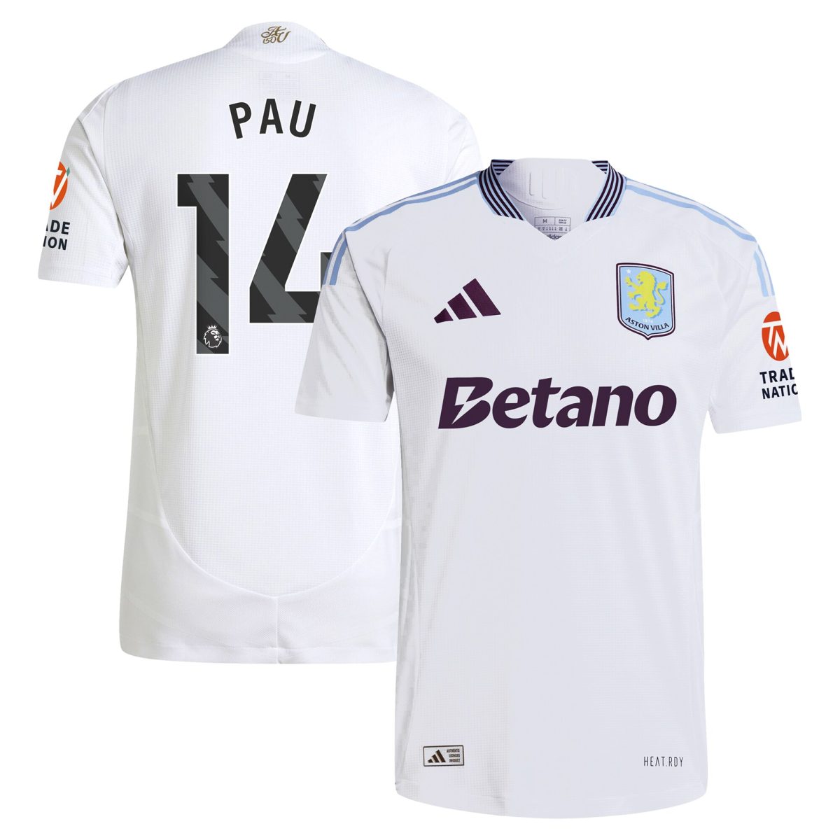 aston villa adidas away authentic shirt 2024-25 with pau 14 printing Collection | Official Aston Villa Kits for Fans