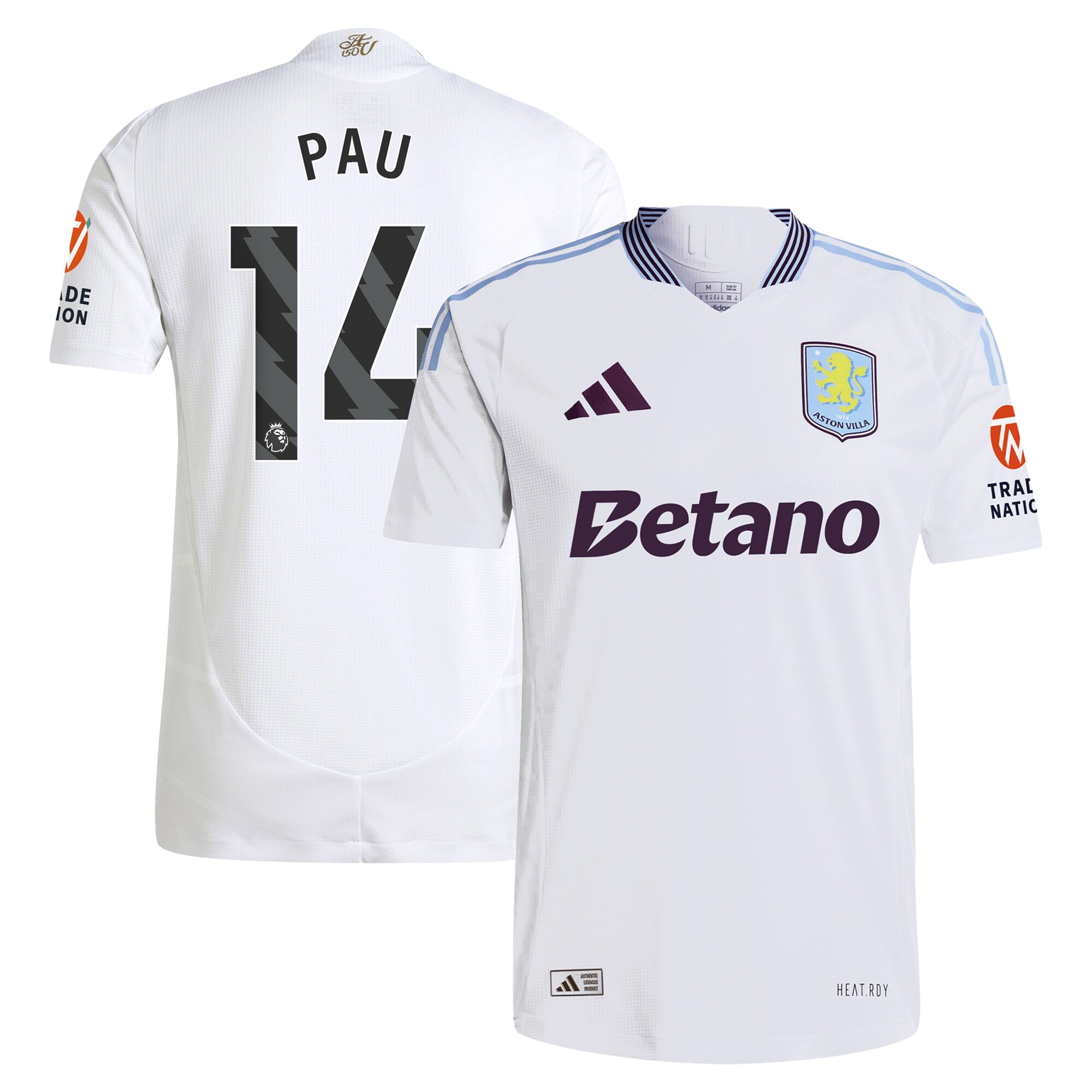 aston villa adidas away authentic shirt 2024-25 with pau 14 printing Collection | Official Aston Villa Kits for Fans