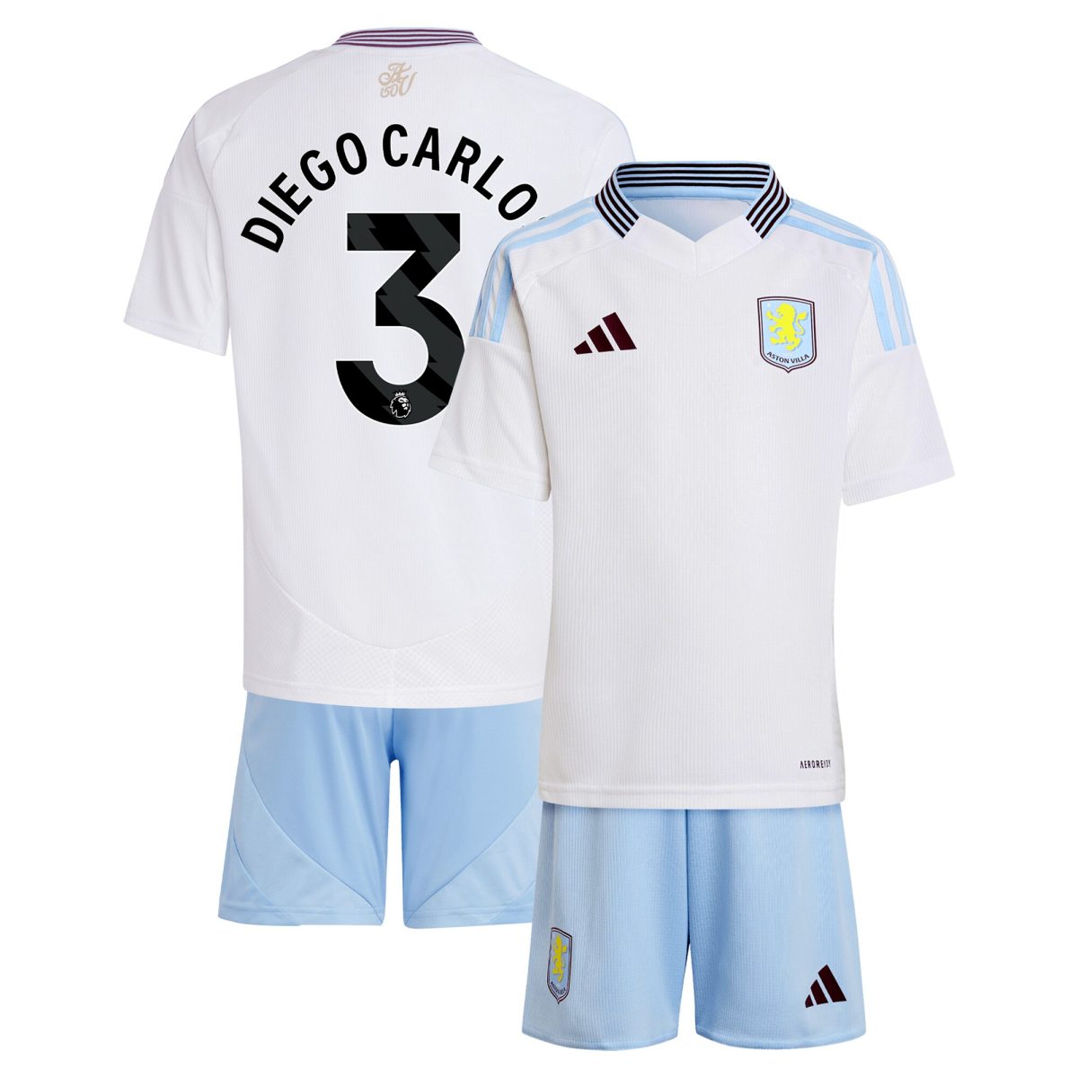aston villa adidas away mini kit 2024-25 with diego carlos 3 printing Collection | Official Aston Villa Kits for Fans
