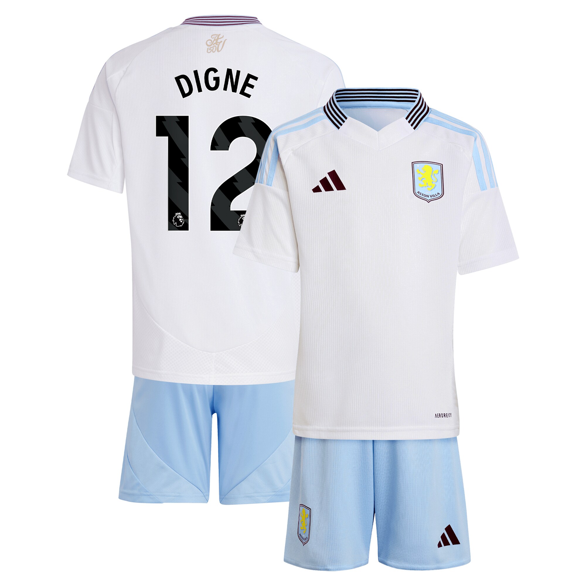 aston villa adidas away mini kit 2024-25 with digne 12 printing Collection | Official Aston Villa Kits for Fans