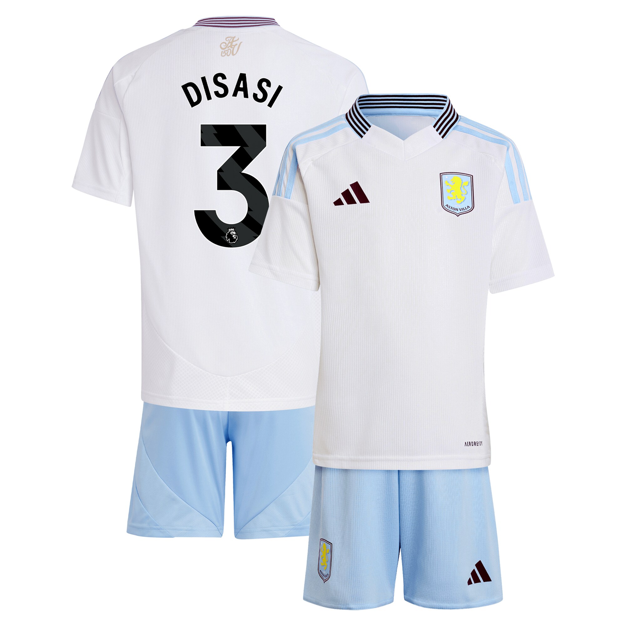 aston villa adidas away mini kit 2024-25 with disasi 3 printing Collection | Official Aston Villa Kits for Fans