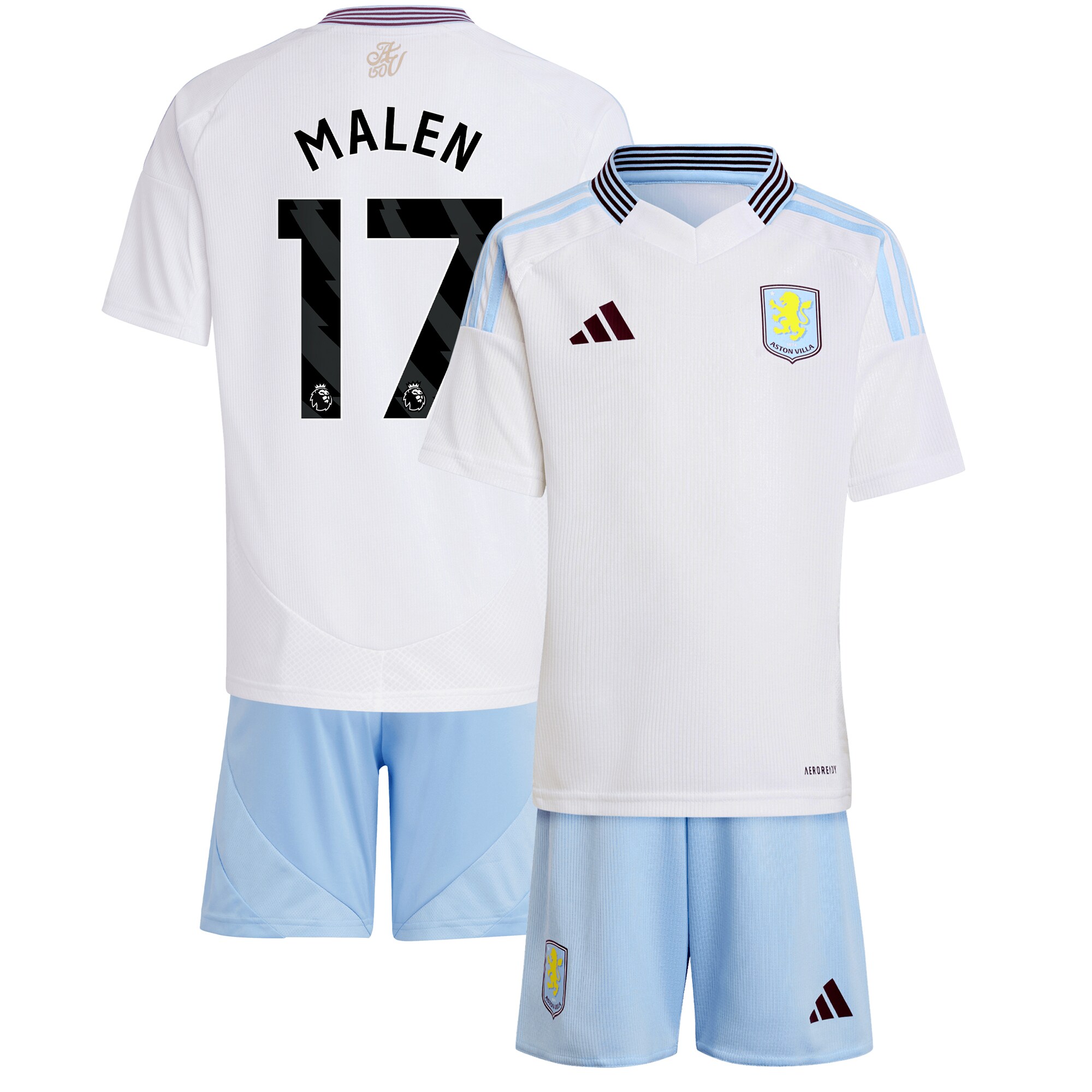 aston villa adidas away mini kit 2024-25 with malen 17 printing Collection | Official Aston Villa Kits for Fans