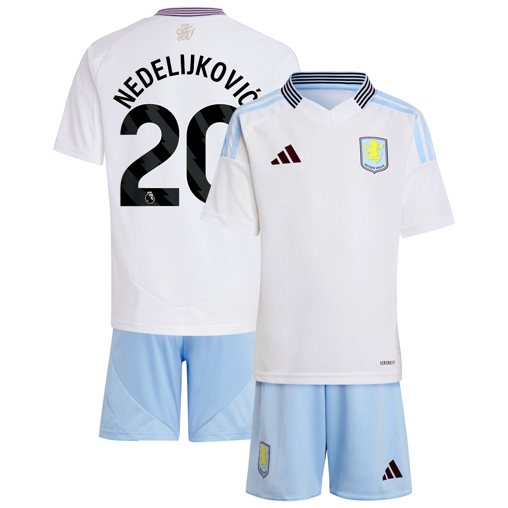 aston villa adidas away mini kit 2024-25 with nedeljković 20 printing Collection | Official Aston Villa Kits for Fans