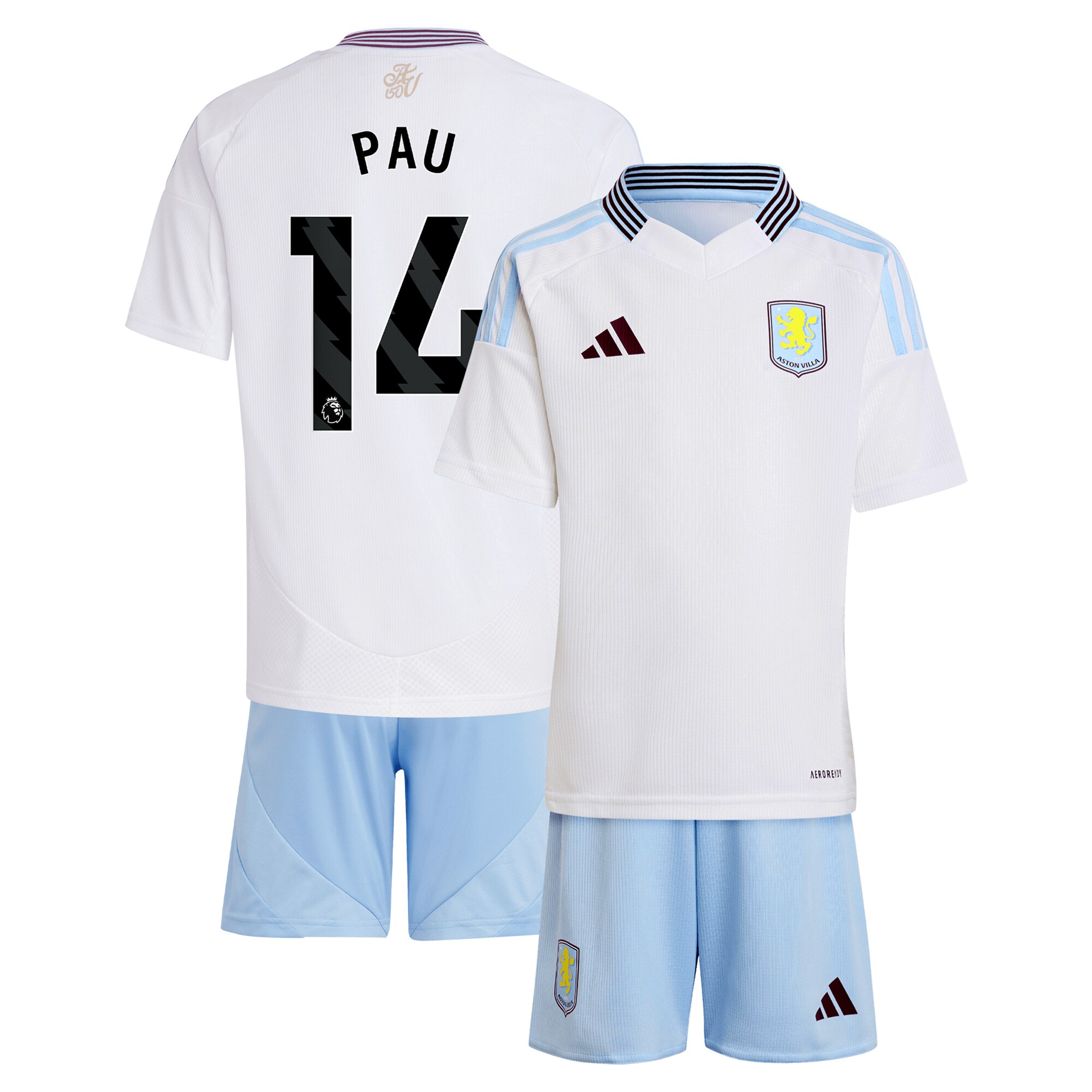 aston villa adidas away mini kit 2024-25 with pau 14 printing Collection | Official Aston Villa Kits for Fans