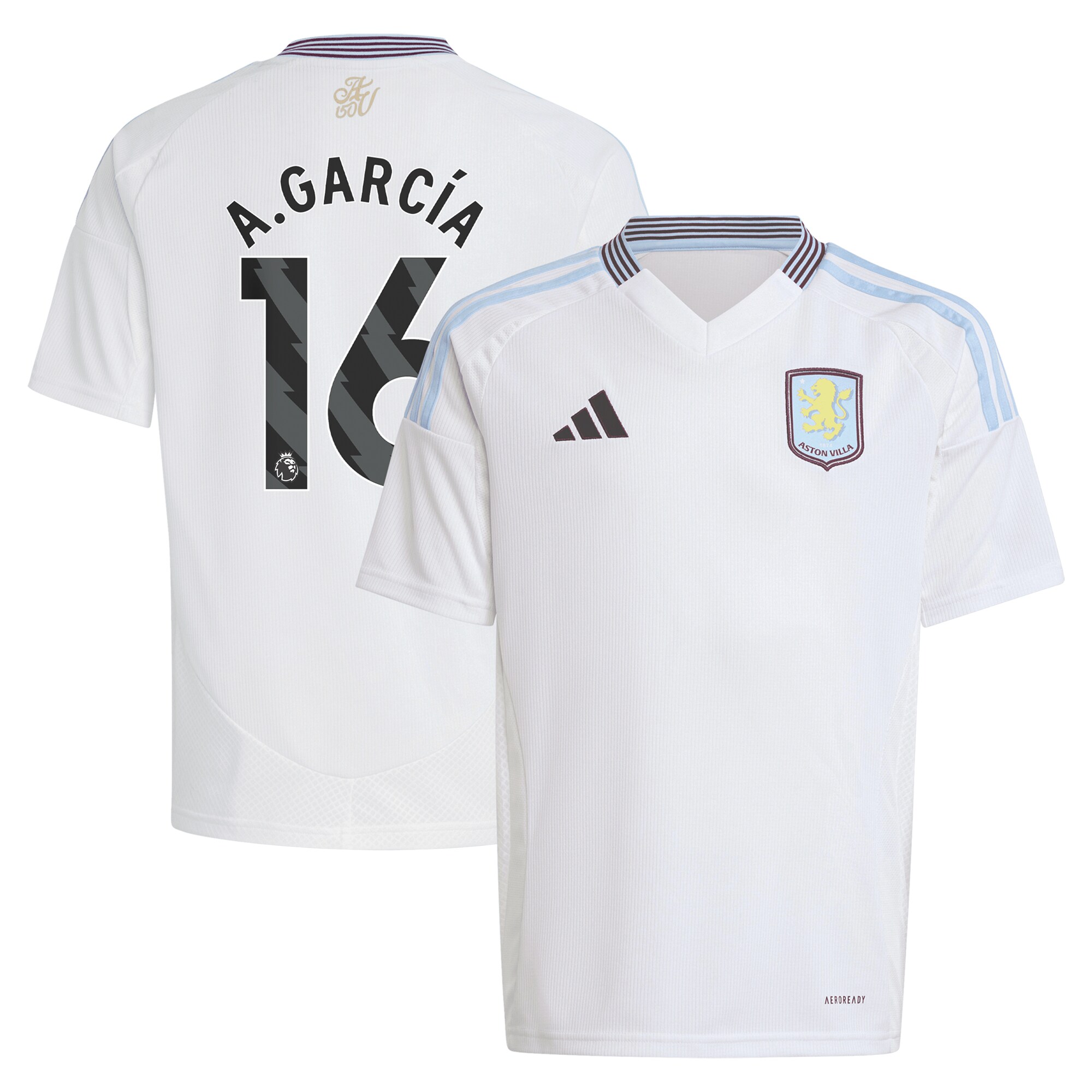 aston villa adidas away shirt 2024-25 – kids with a.garcía 16 printing Collection | Official Aston Villa Kits for Fans