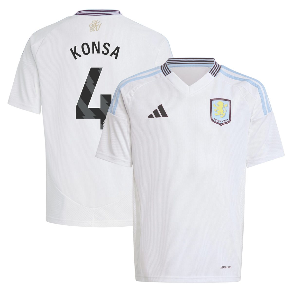aston villa adidas away shirt 2024-25 – kids with konsa 4 printing Collection | Official Aston Villa Kits for Fans