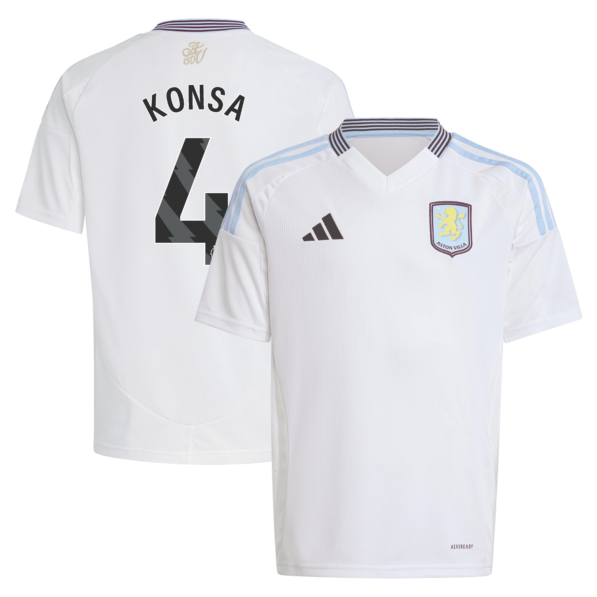 aston villa adidas away shirt 2024-25 – kids with konsa 4 printing Collection | Official Aston Villa Kits for Fans