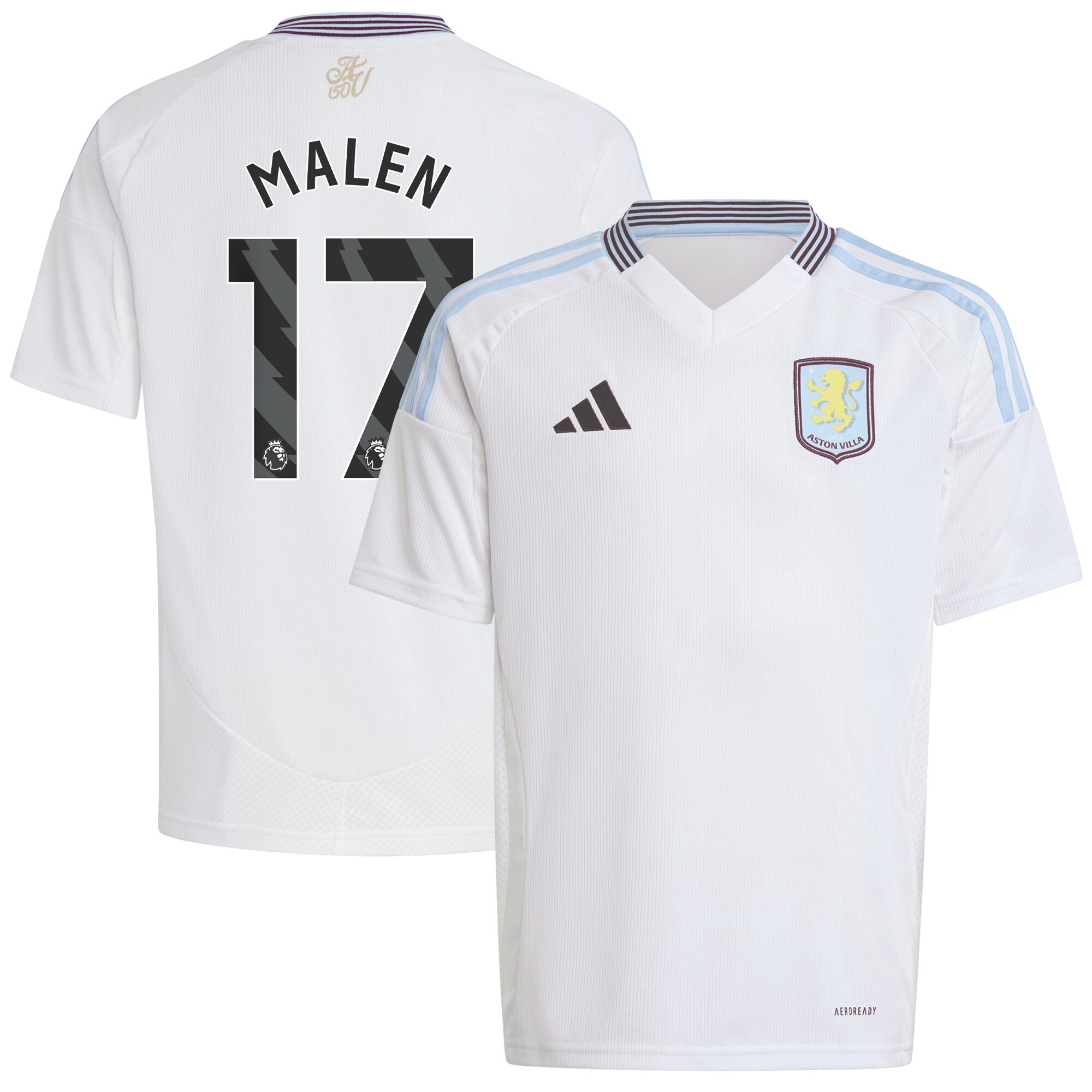 aston villa adidas away shirt 2024-25 – kids with malen 17 printing Collection | Official Aston Villa Kits for Fans