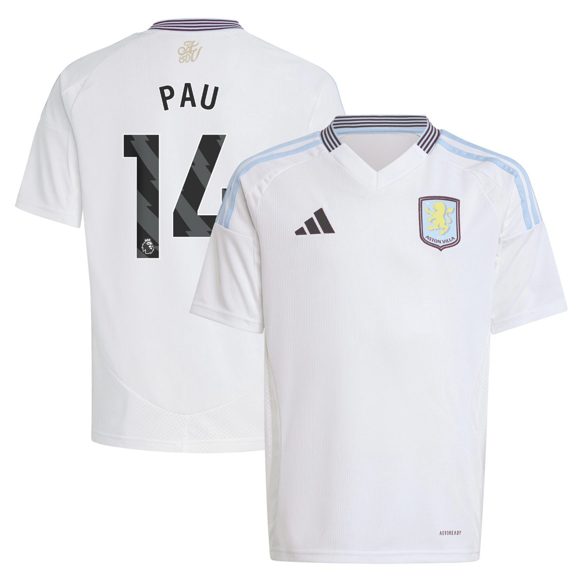 aston villa adidas away shirt 2024-25 – kids with pau 14 printing Collection | Official Aston Villa Kits for Fans