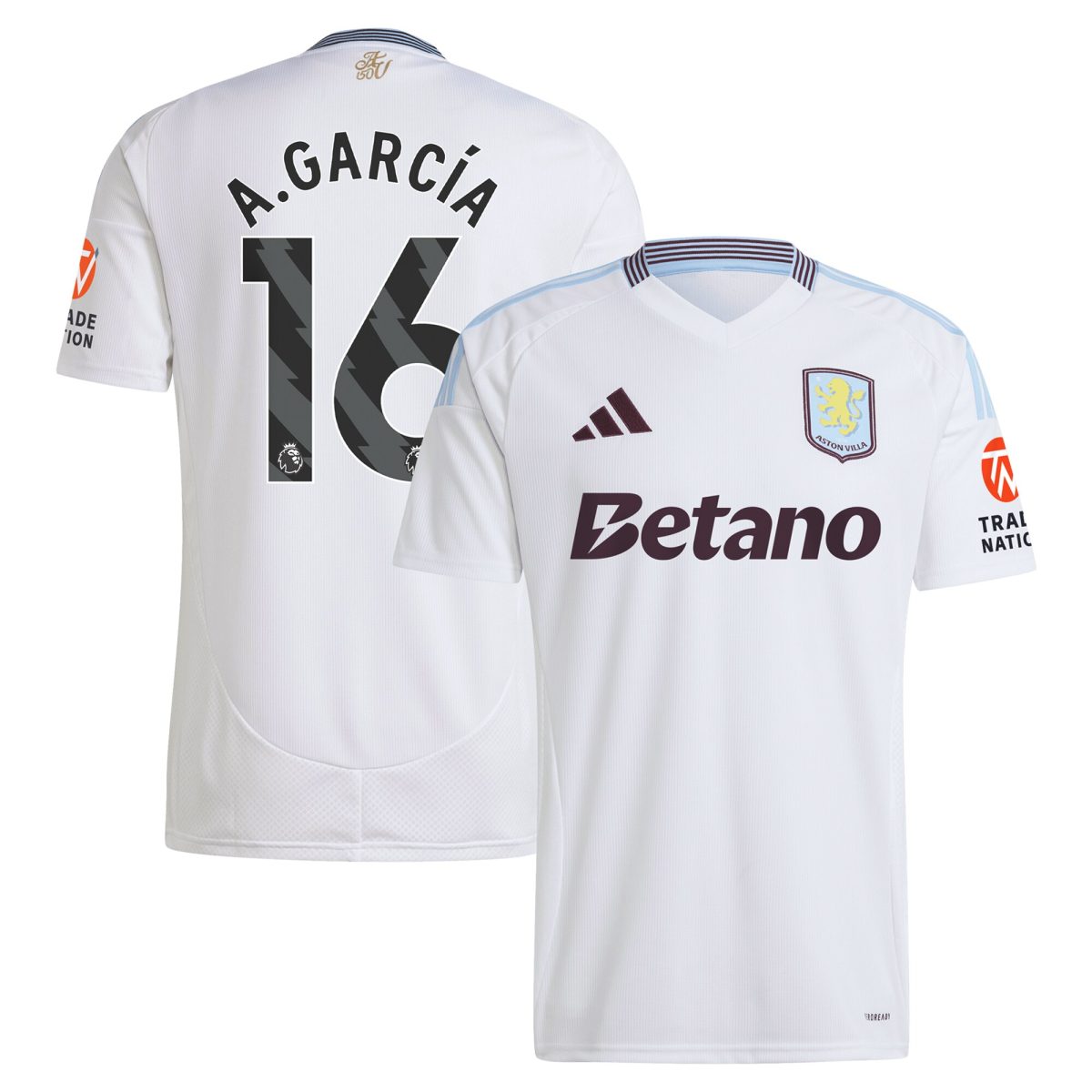 aston villa adidas away shirt 2024-25 with a.garcía 16 printing Collection | Official Aston Villa Kits for Fans