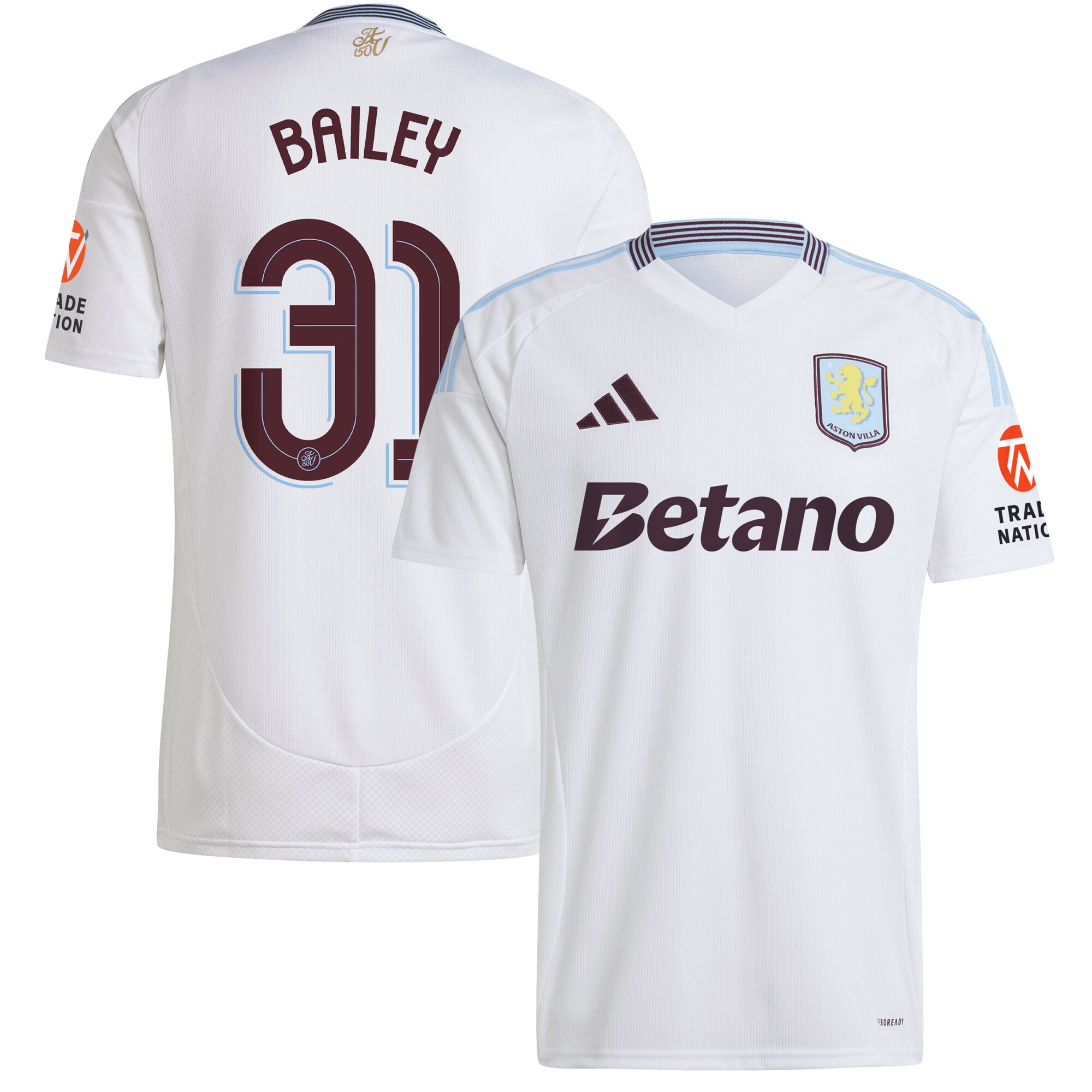 aston villa adidas away shirt 2024-25 with bailey 31 cup printing Collection | Official Aston Villa Kits for Fans