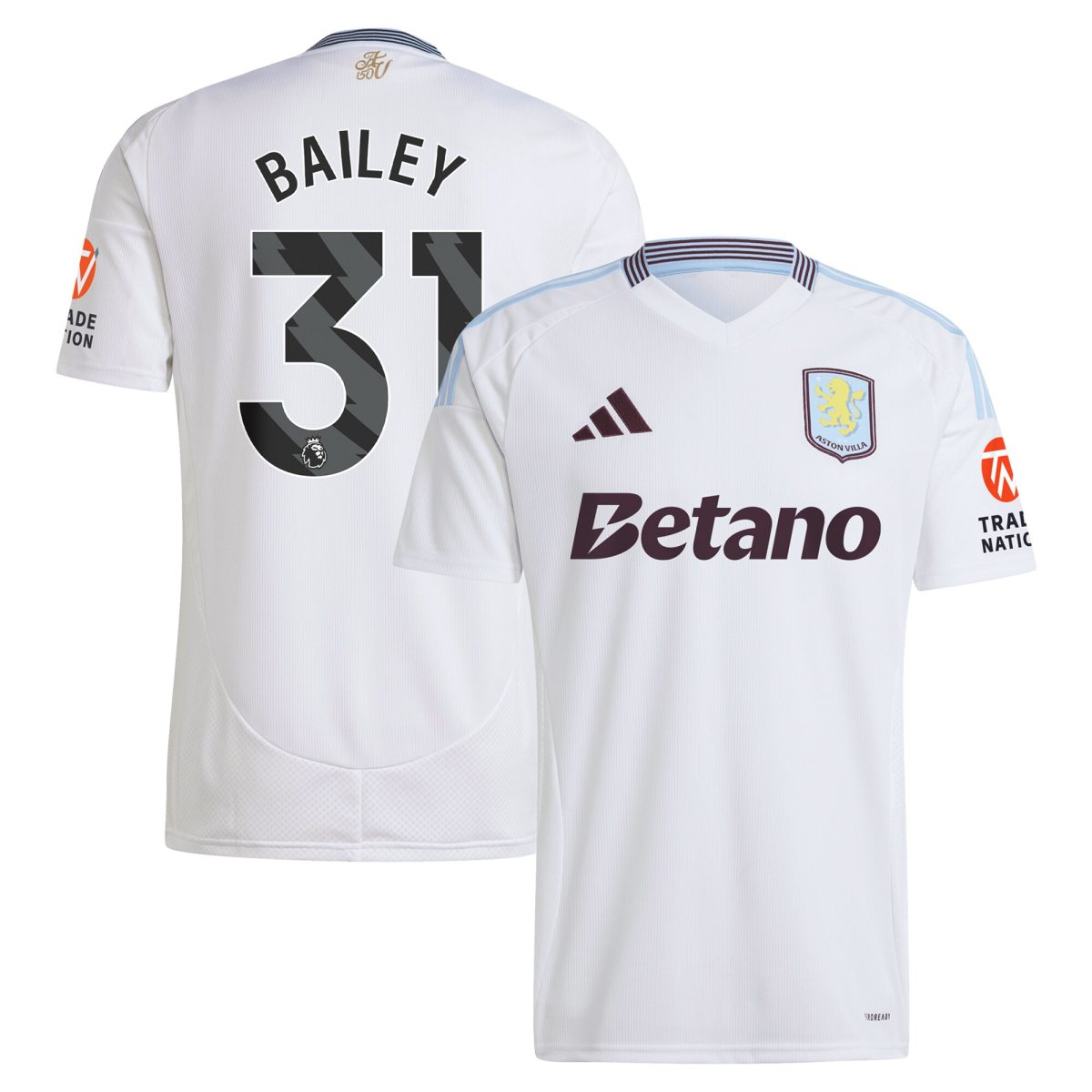 aston villa adidas away shirt 2024-25 with bailey 31 printing Collection | Official Aston Villa Kits for Fans
