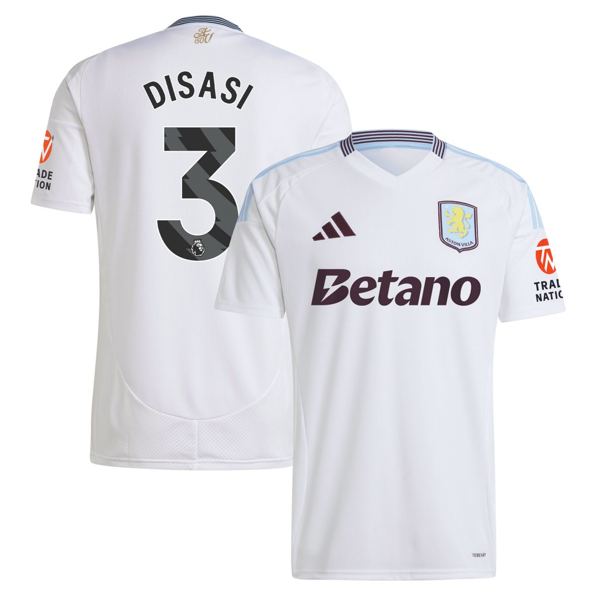 aston villa adidas away shirt 2024-25 with disasi 3 printing Collection | Official Aston Villa Kits for Fans