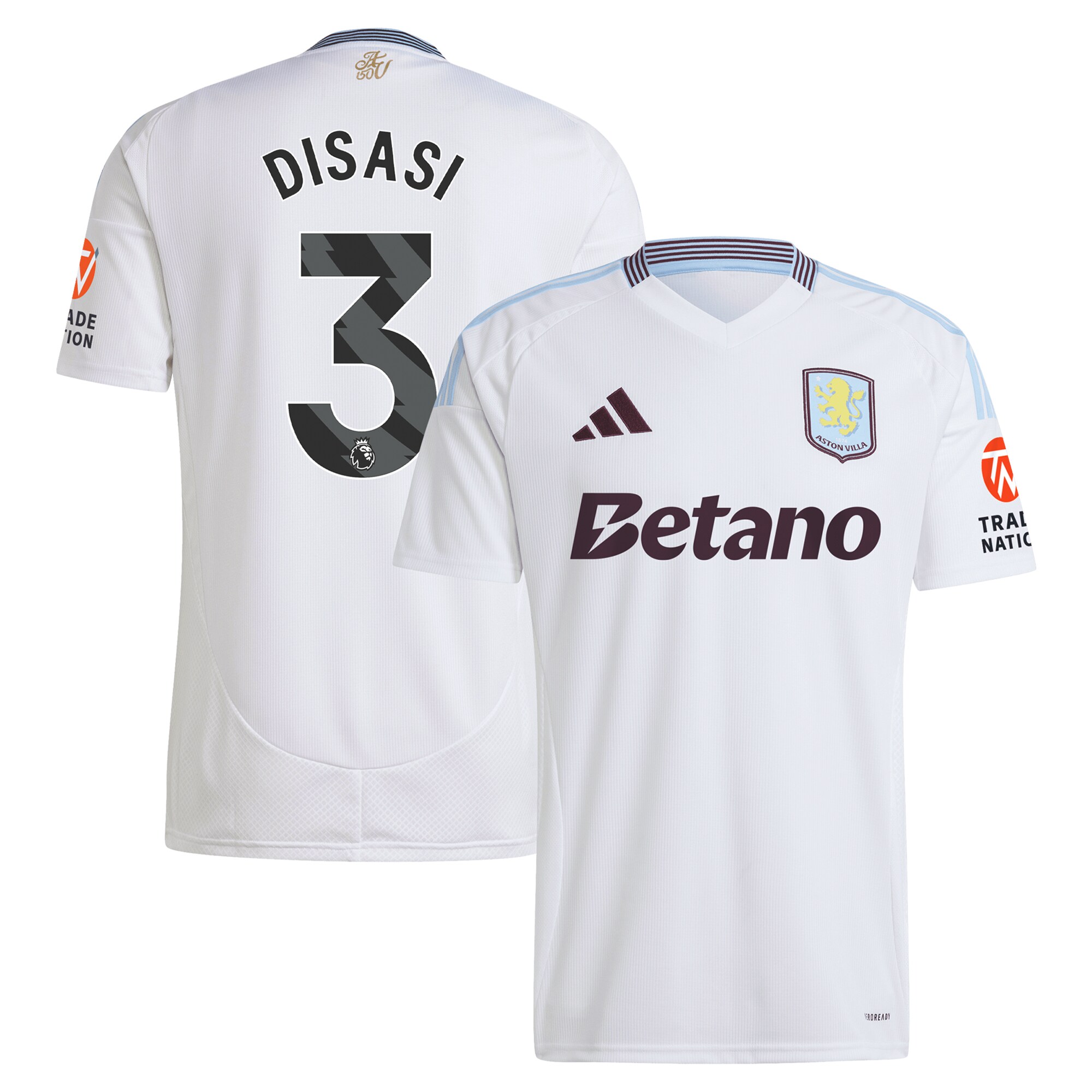 aston villa adidas away shirt 2024-25 with disasi 3 printing Collection | Official Aston Villa Kits for Fans