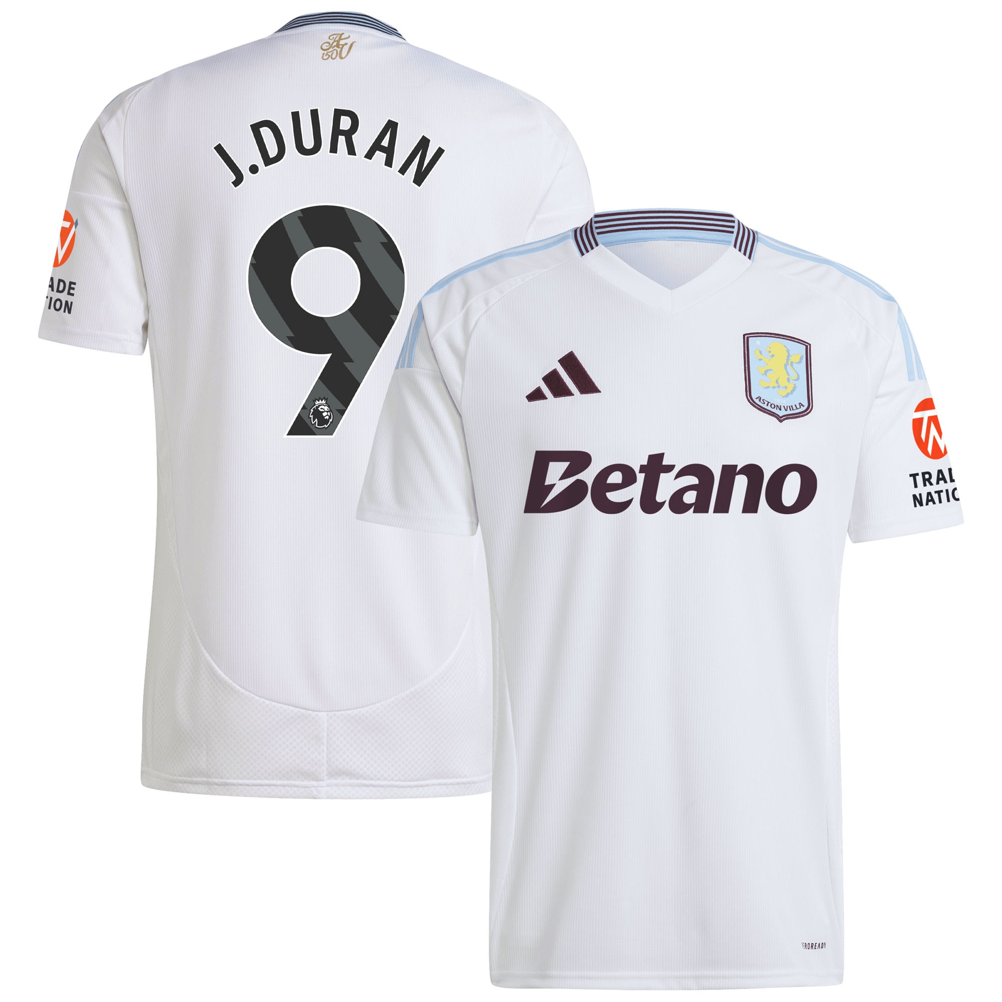 aston villa adidas away shirt 2024-25 with j.duran 9 printing Collection | Official Aston Villa Kits for Fans