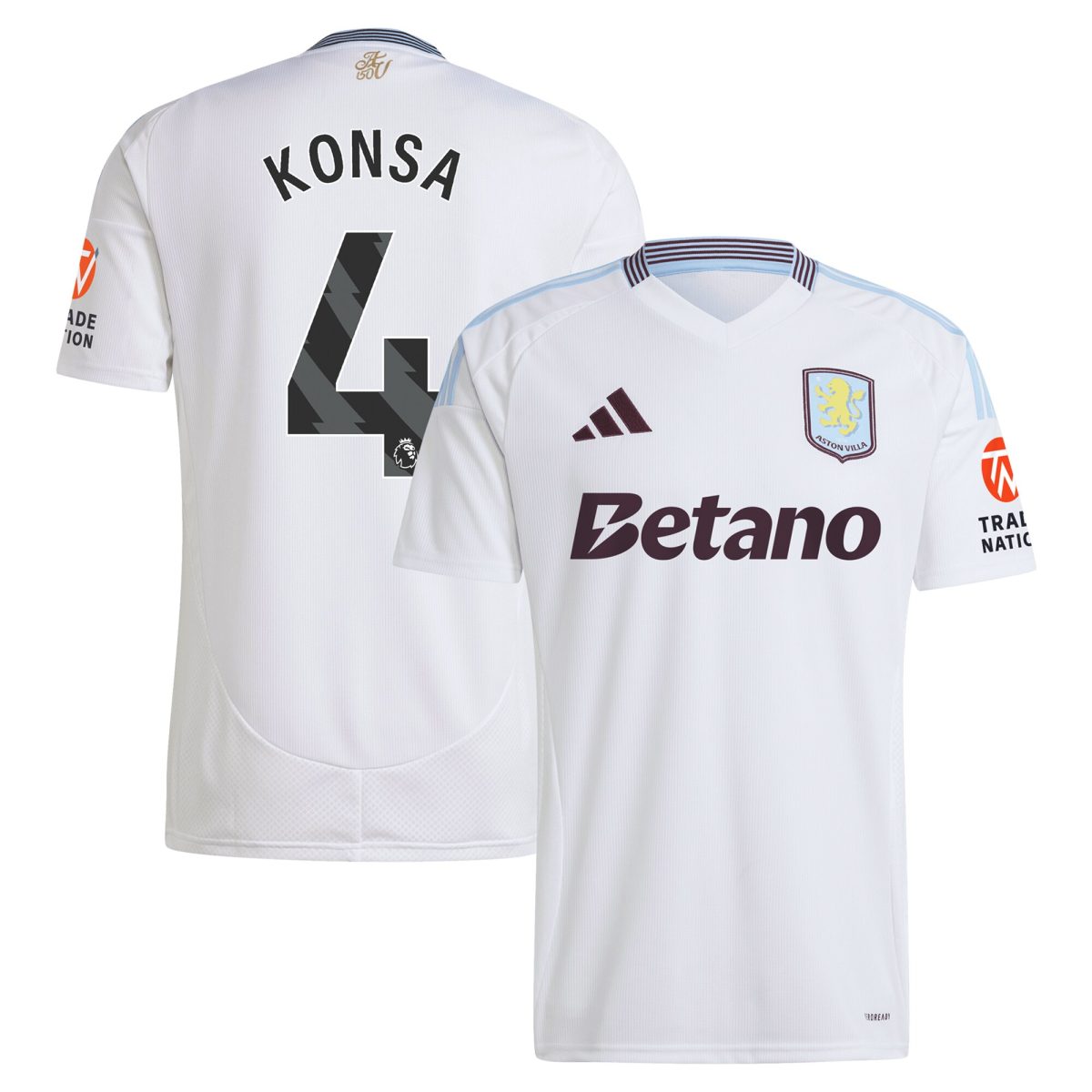 aston villa adidas away shirt 2024-25 with konsa 4 printing Collection | Official Aston Villa Kits for Fans