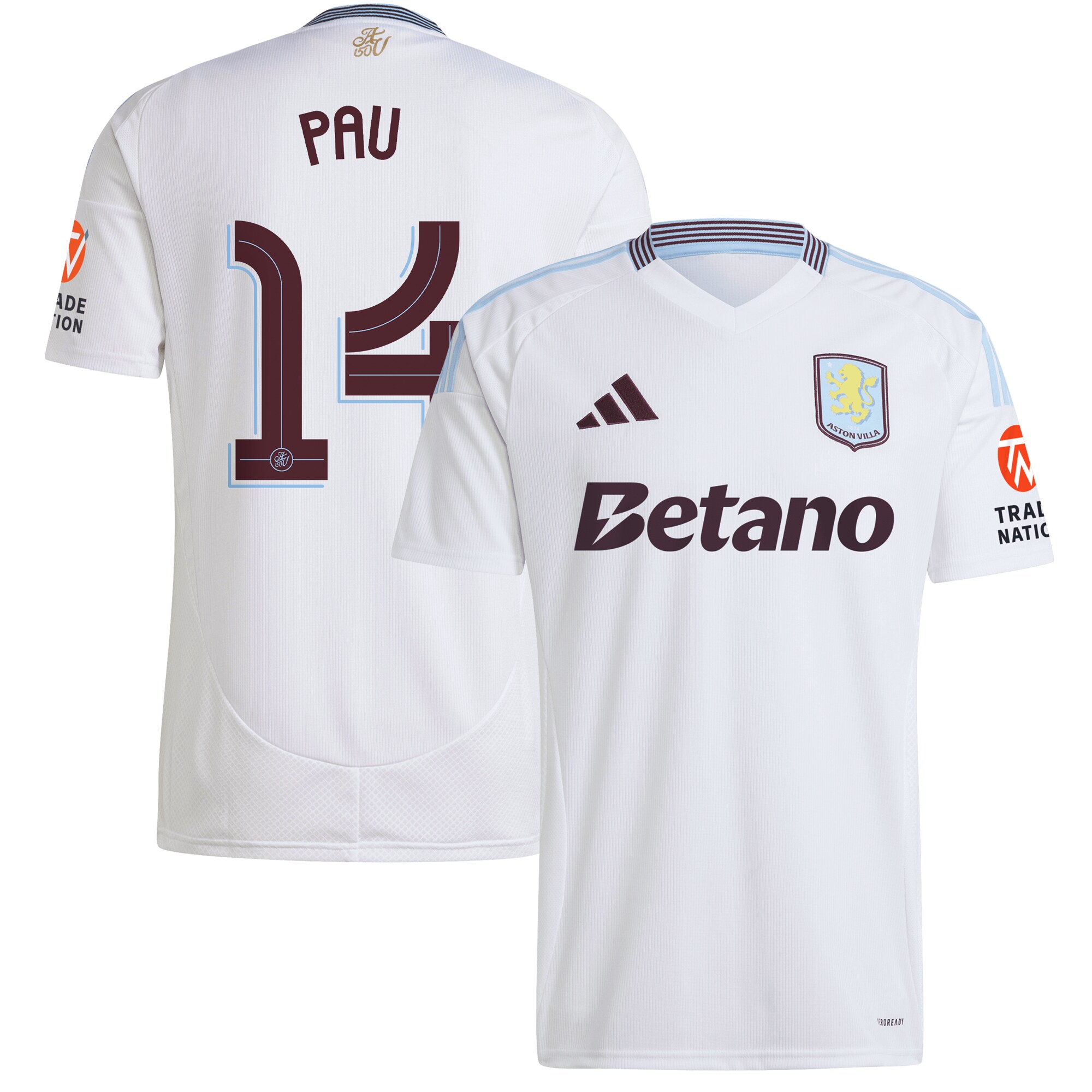 aston villa adidas away shirt 2024-25 with pau 14 cup printing Collection | Official Aston Villa Kits for Fans