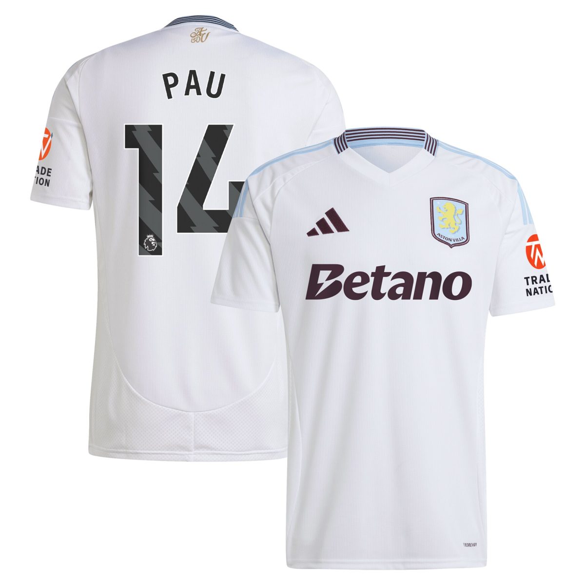 aston villa adidas away shirt 2024-25 with pau 14 printing Collection | Official Aston Villa Kits for Fans