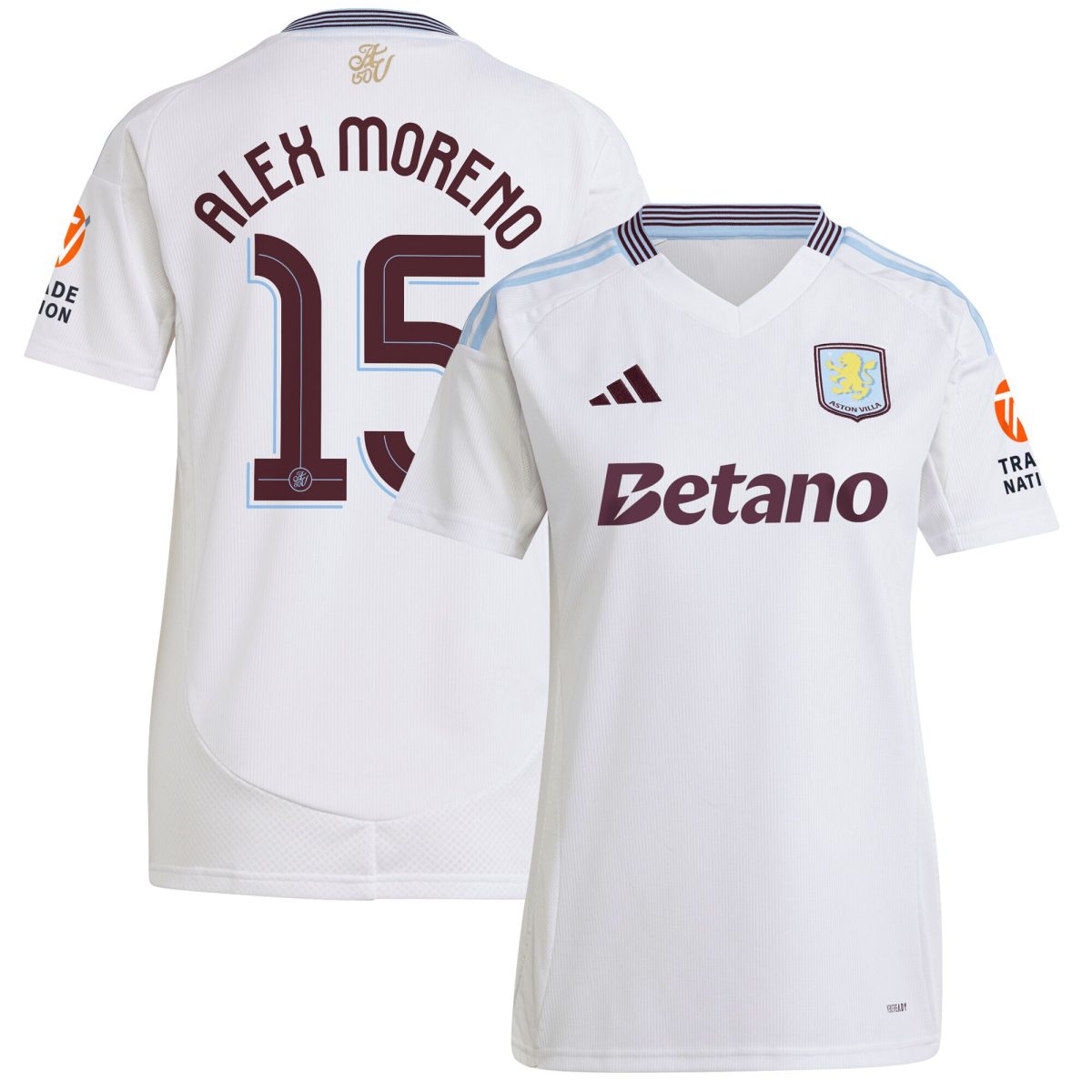 aston villa adidas away shirt 2024-25 – womens with alex moreno 15 cup printing Collection | Official Aston Villa Kits for Fans