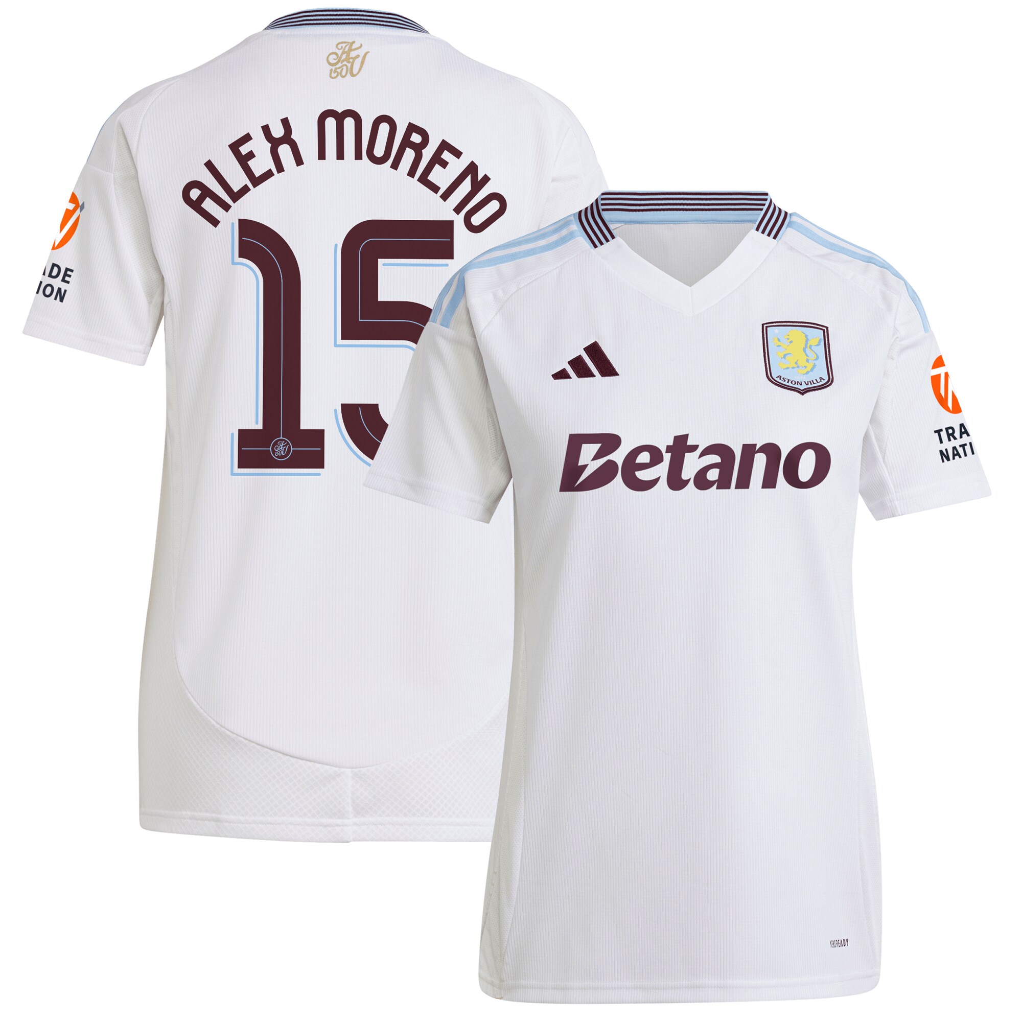 aston villa adidas away shirt 2024-25 – womens with alex moreno 15 cup printing Collection | Official Aston Villa Kits for Fans