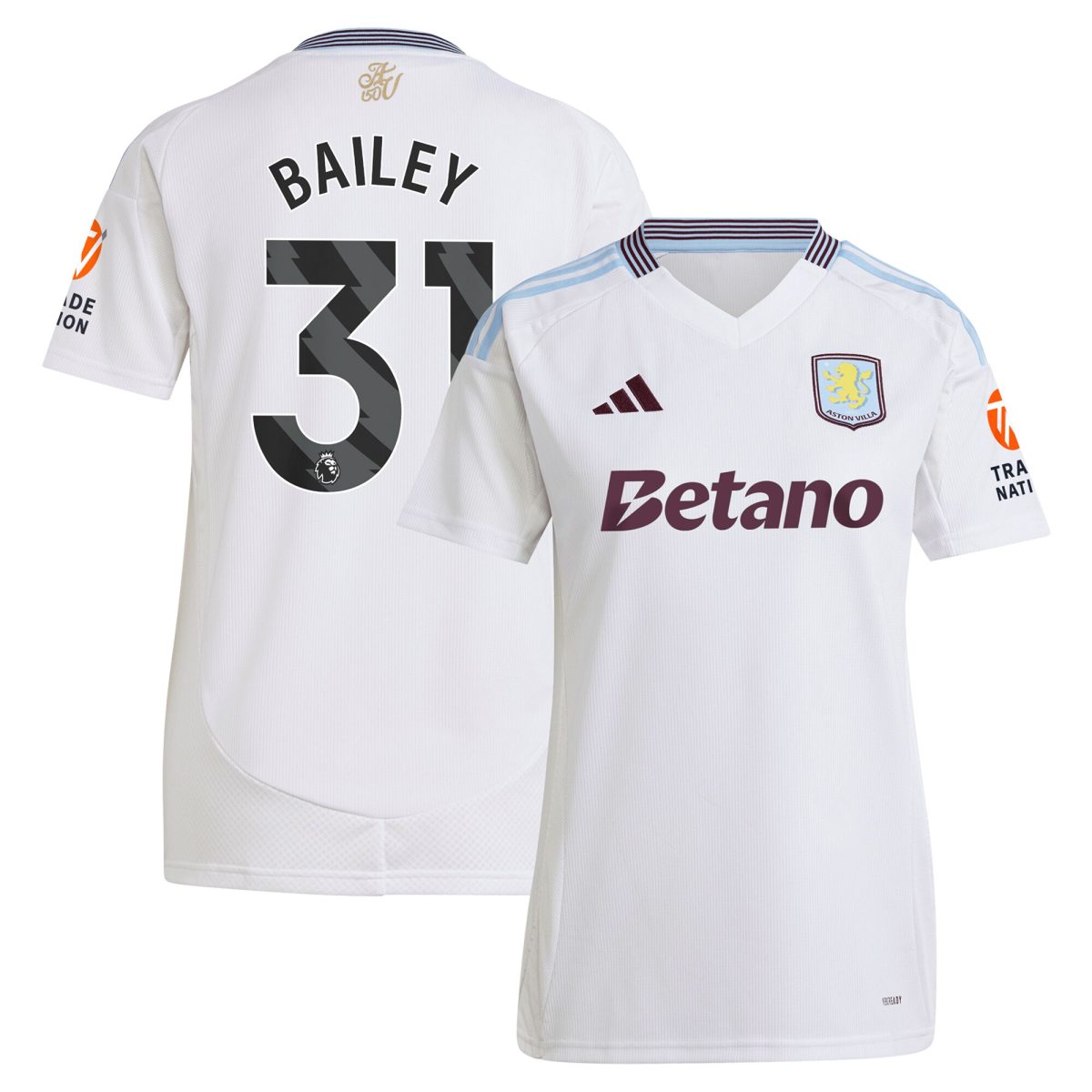aston villa adidas away shirt 2024-25 – womens with bailey 31 printing Collection | Official Aston Villa Kits for Fans