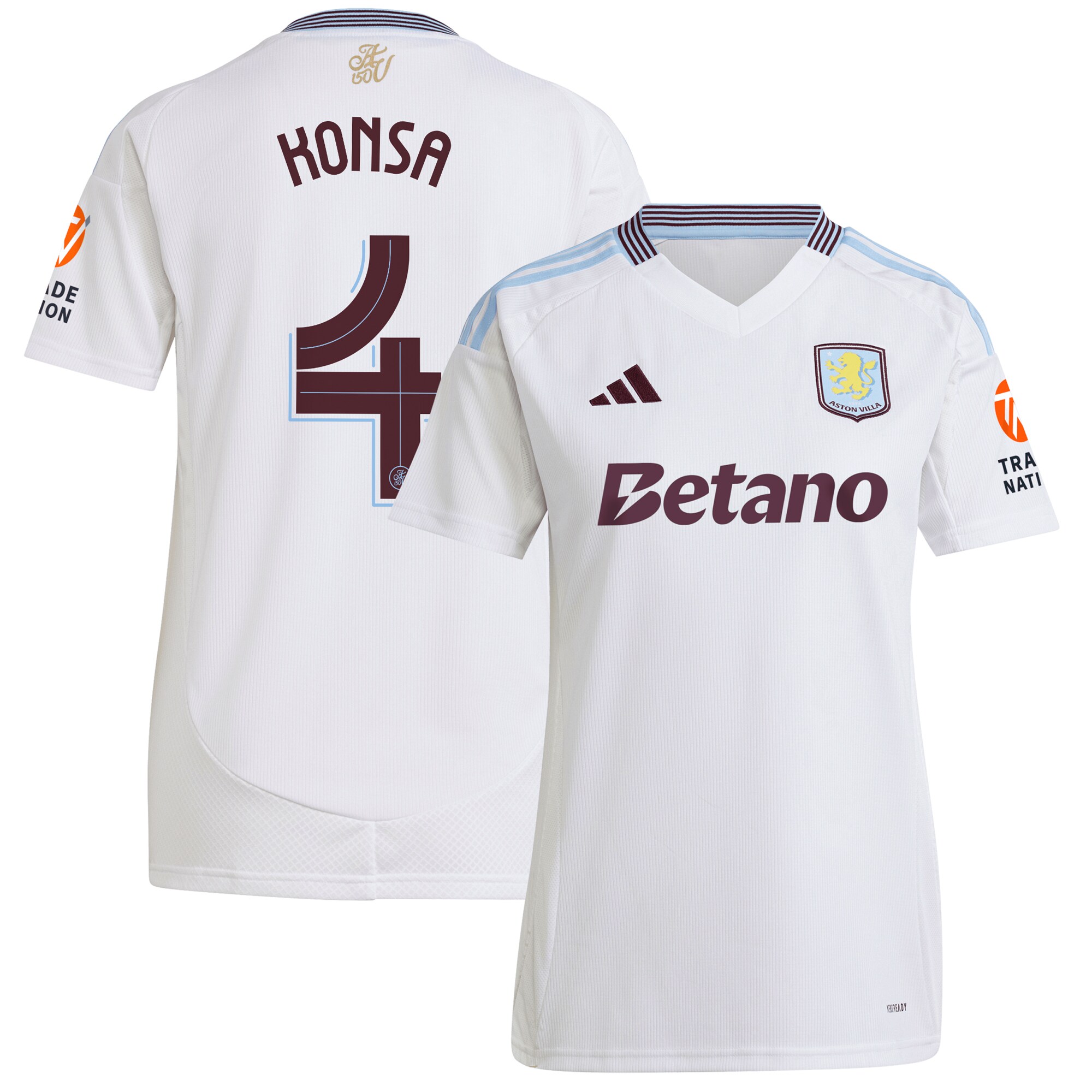 aston villa adidas away shirt 2024-25 – womens with konsa 4 cup printing Collection | Official Aston Villa Kits for Fans