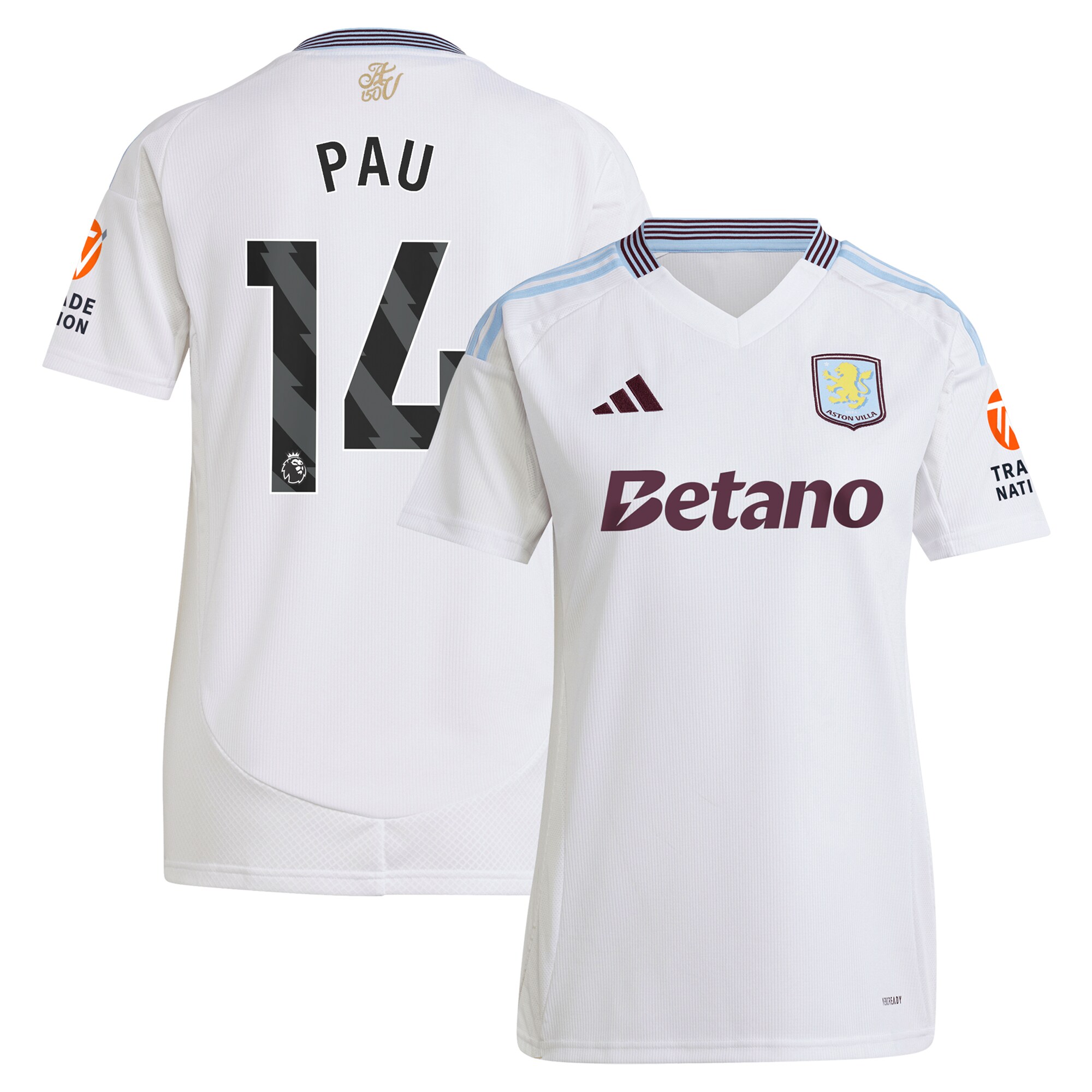 aston villa adidas away shirt 2024-25 – womens with pau 14 printing Collection | Official Aston Villa Kits for Fans