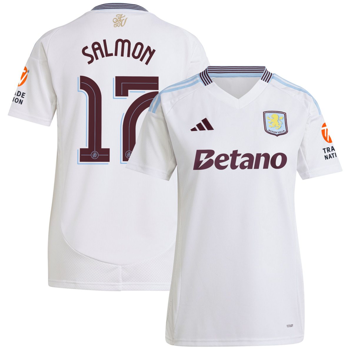aston villa adidas away shirt 2024-25 – womens with salmon 17 cup printing Collection | Official Aston Villa Kits for Fans