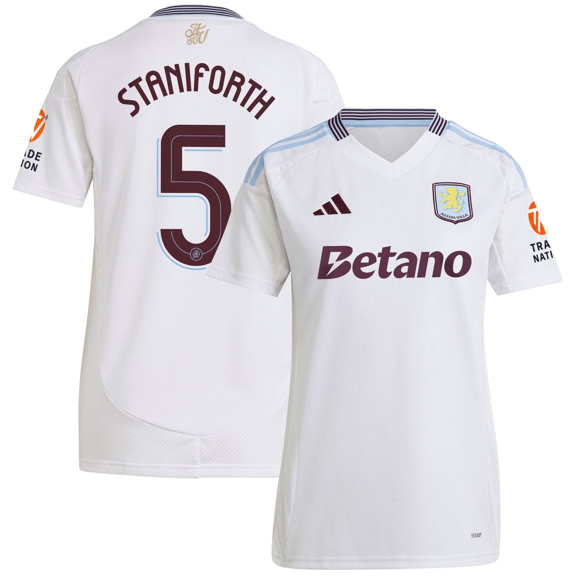 aston villa adidas away shirt 2024-25 – womens with staniforth 5 cup printing Collection | Official Aston Villa Kits for Fans