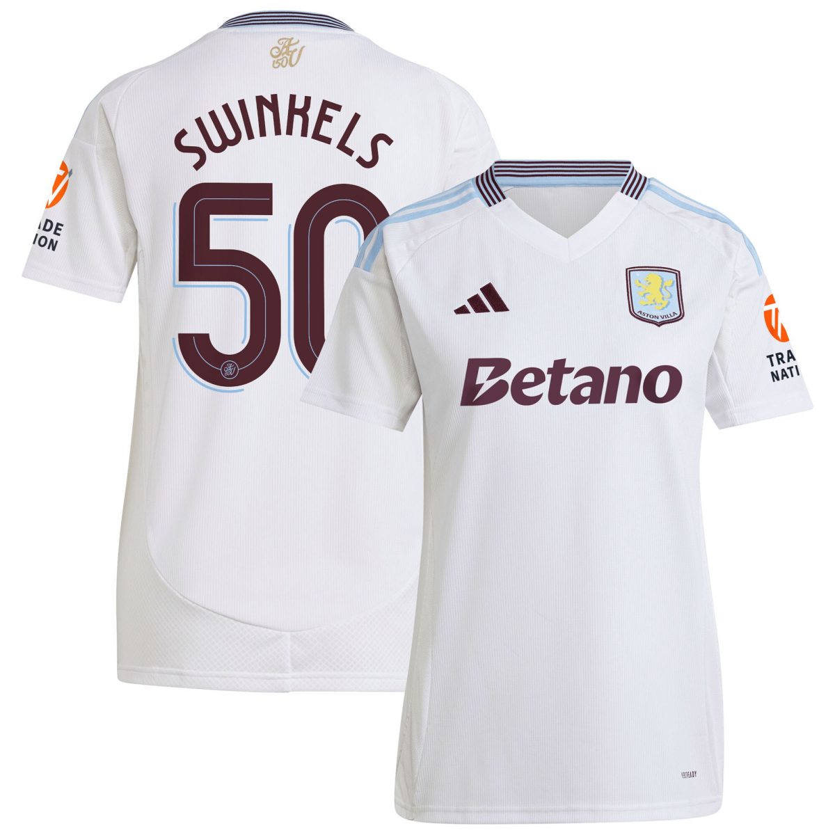 aston villa adidas away shirt 2024-25 – womens with swinkels 50 cup printing Collection | Official Aston Villa Kits for Fans