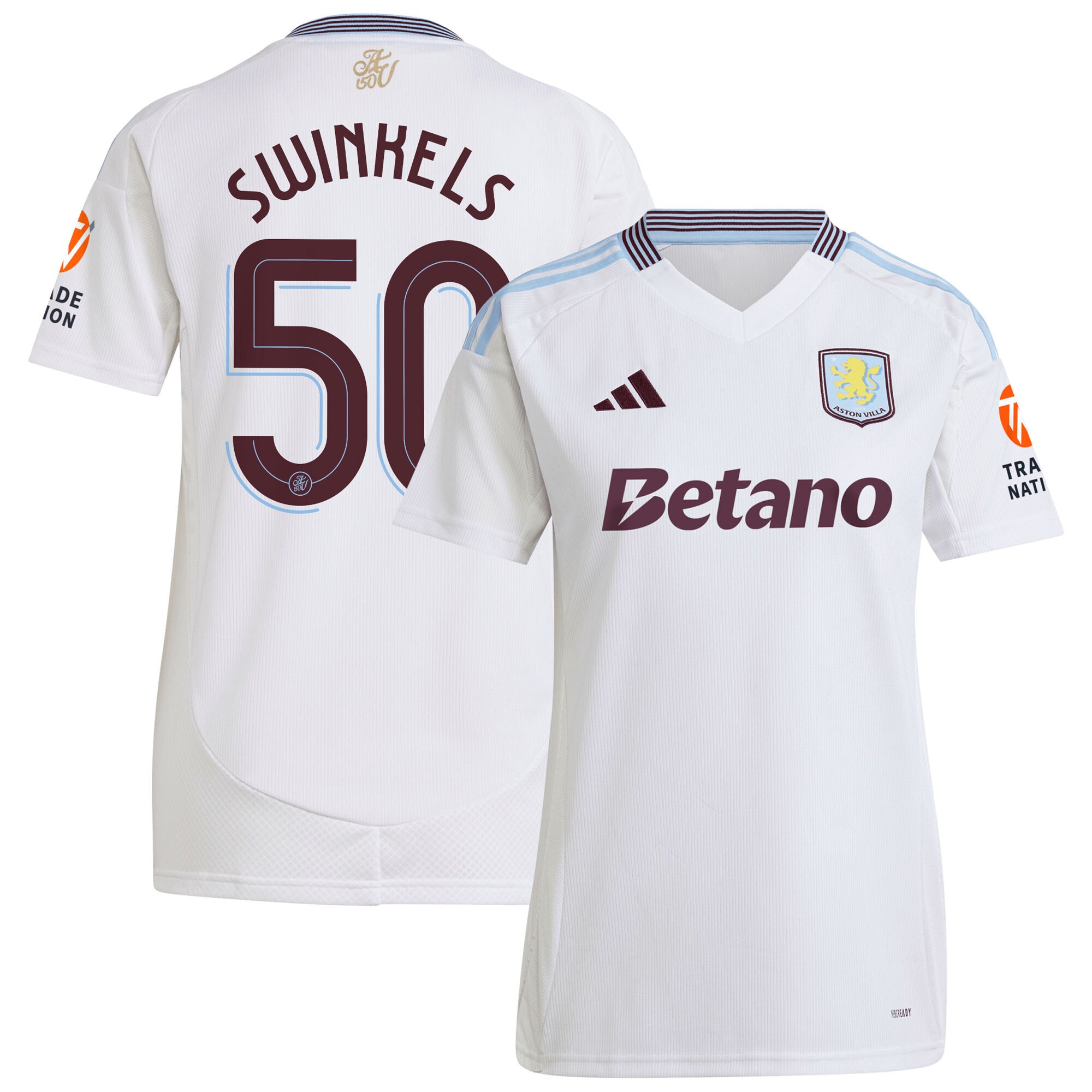 aston villa adidas away shirt 2024-25 – womens with swinkels 50 cup printing Collection | Official Aston Villa Kits for Fans