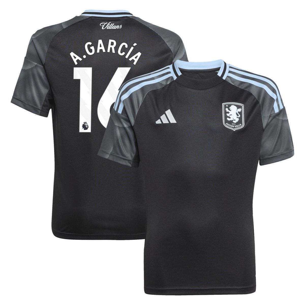 aston villa adidas away shirt 2025-26 – kids with a.garcía 16 printing Collection | Official Aston Villa Kits for Fans