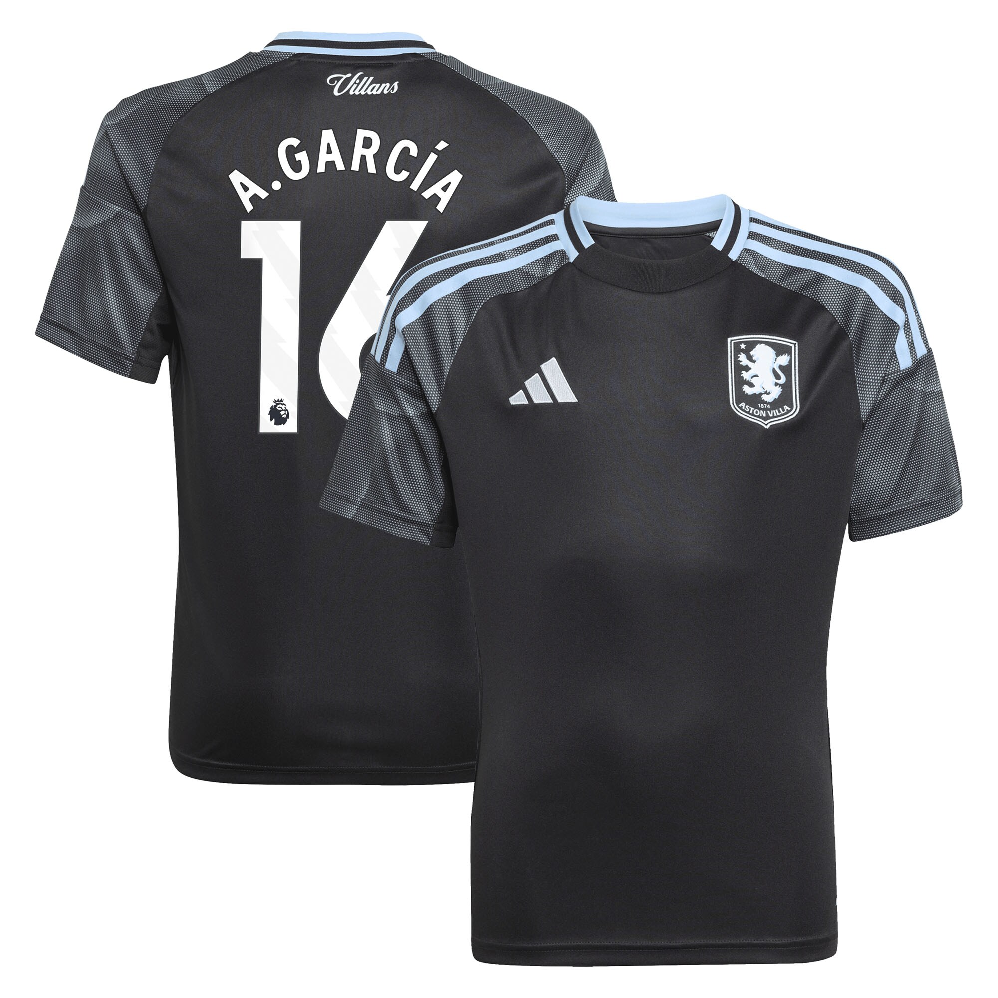 aston villa adidas away shirt 2025-26 – kids with a.garcía 16 printing Collection | Official Aston Villa Kits for Fans