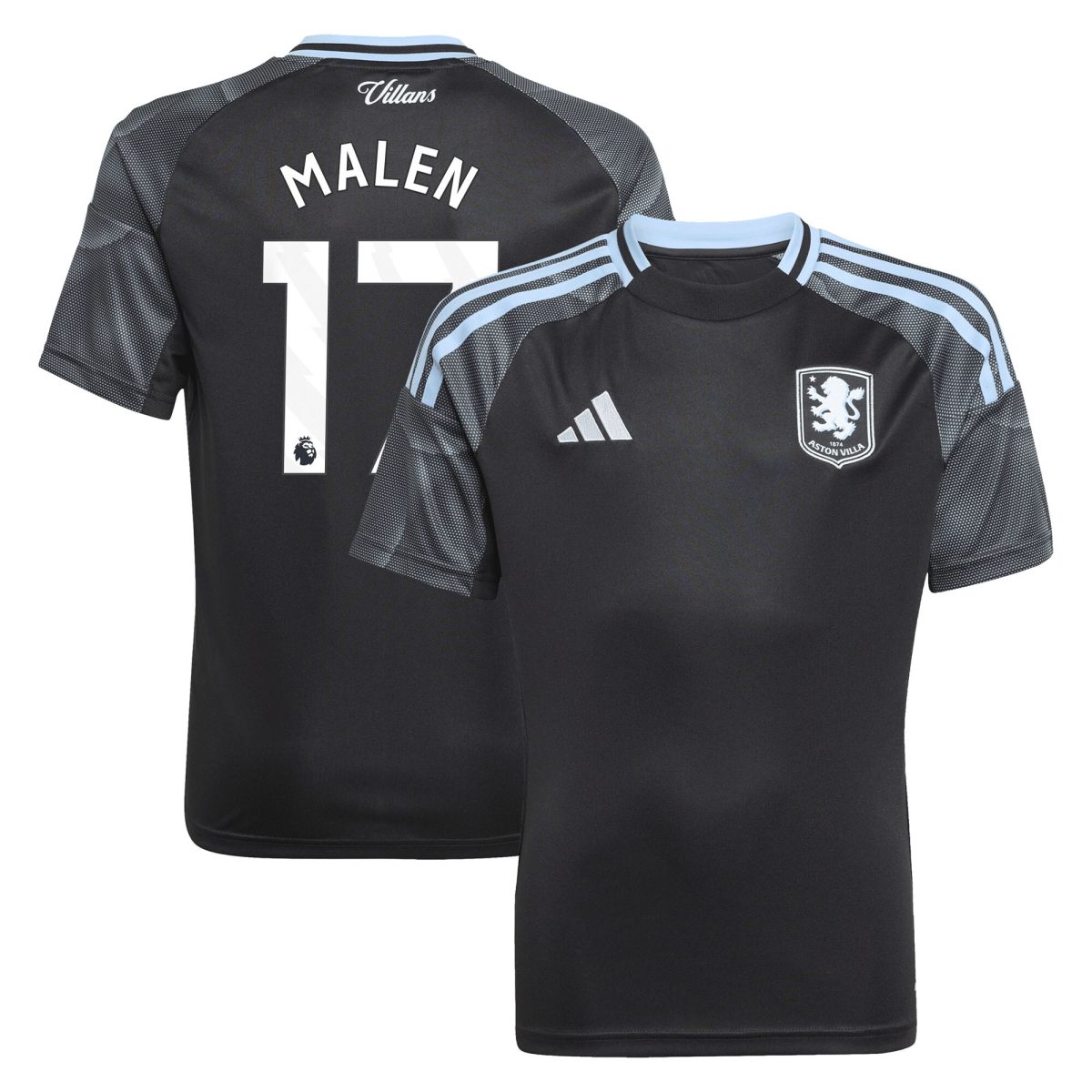 aston villa adidas away shirt 2025-26 – kids with malen 17 printing Collection | Official Aston Villa Kits for Fans