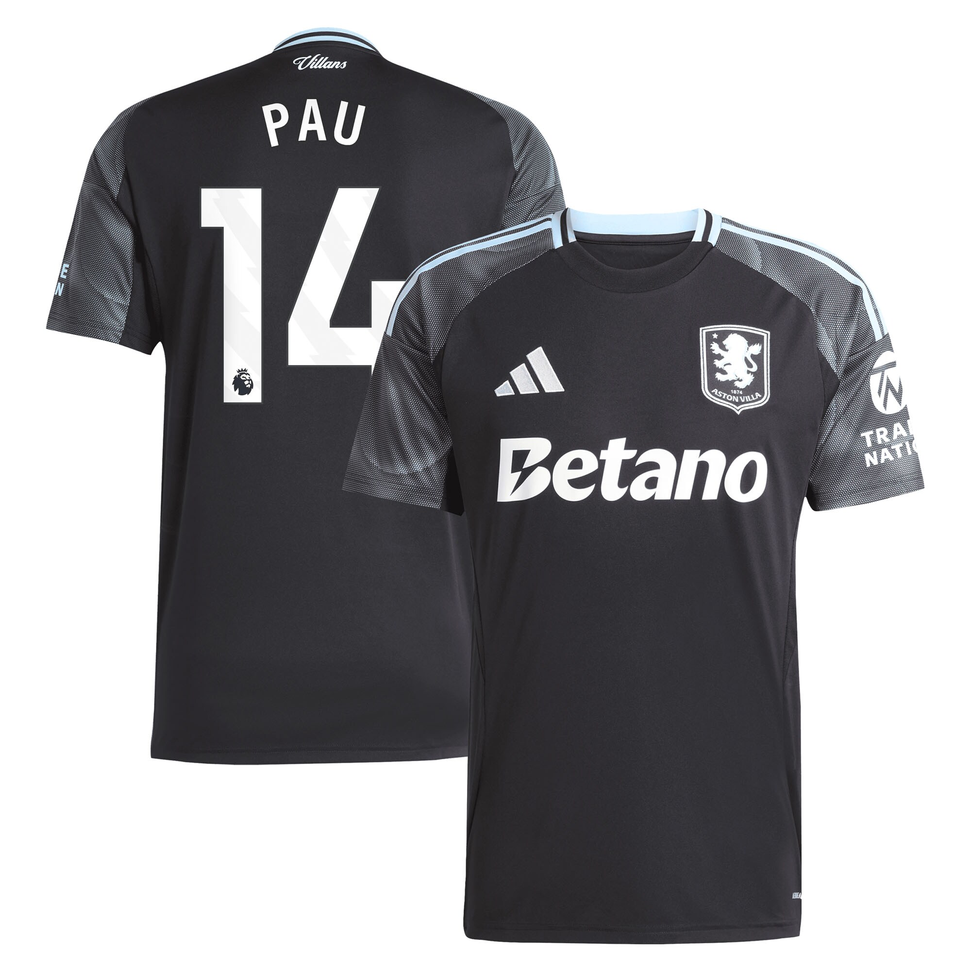 aston villa adidas away shirt 2025-26 with pau 14 printing Collection | Official Aston Villa Kits for Fans