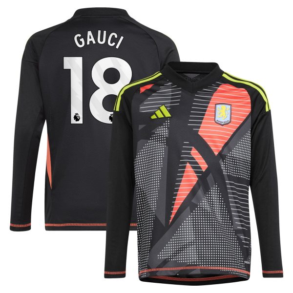 aston villa adidas goalkeeper shirt 2024-25 – long sleeve – kids with gauci 18 printing – 202029323 Collection | Official Aston Villa Kits for Fans