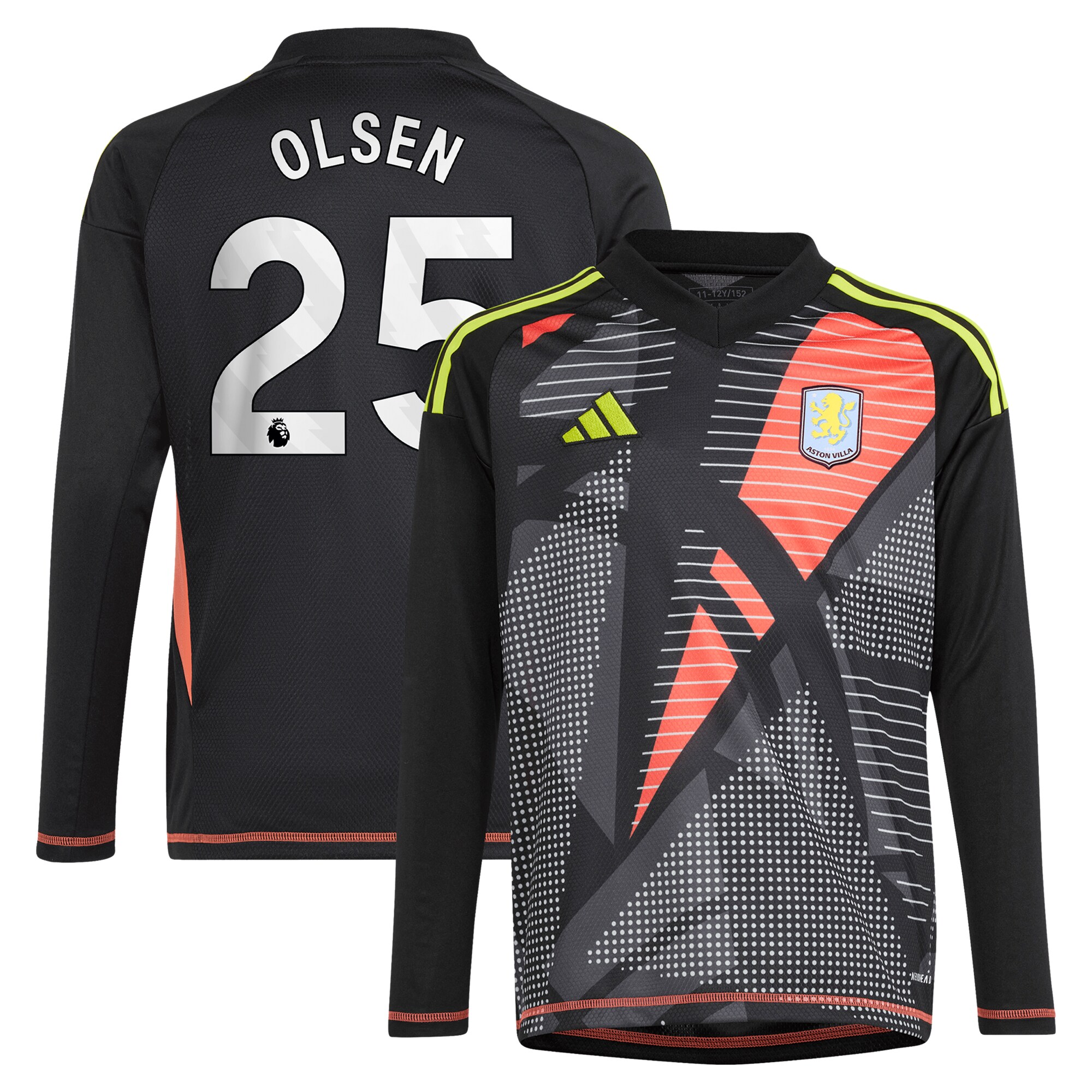 aston villa adidas goalkeeper shirt 2024-25 – long sleeve – kids with olsen 25 printing – 202029322 Collection | Official Aston Villa Kits for Fans