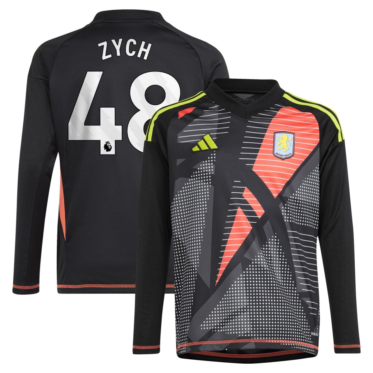 aston villa adidas goalkeeper shirt 2024-25 – long sleeve – kids with zych 48 printing – 202153091 Collection | Official Aston Villa Kits for Fans