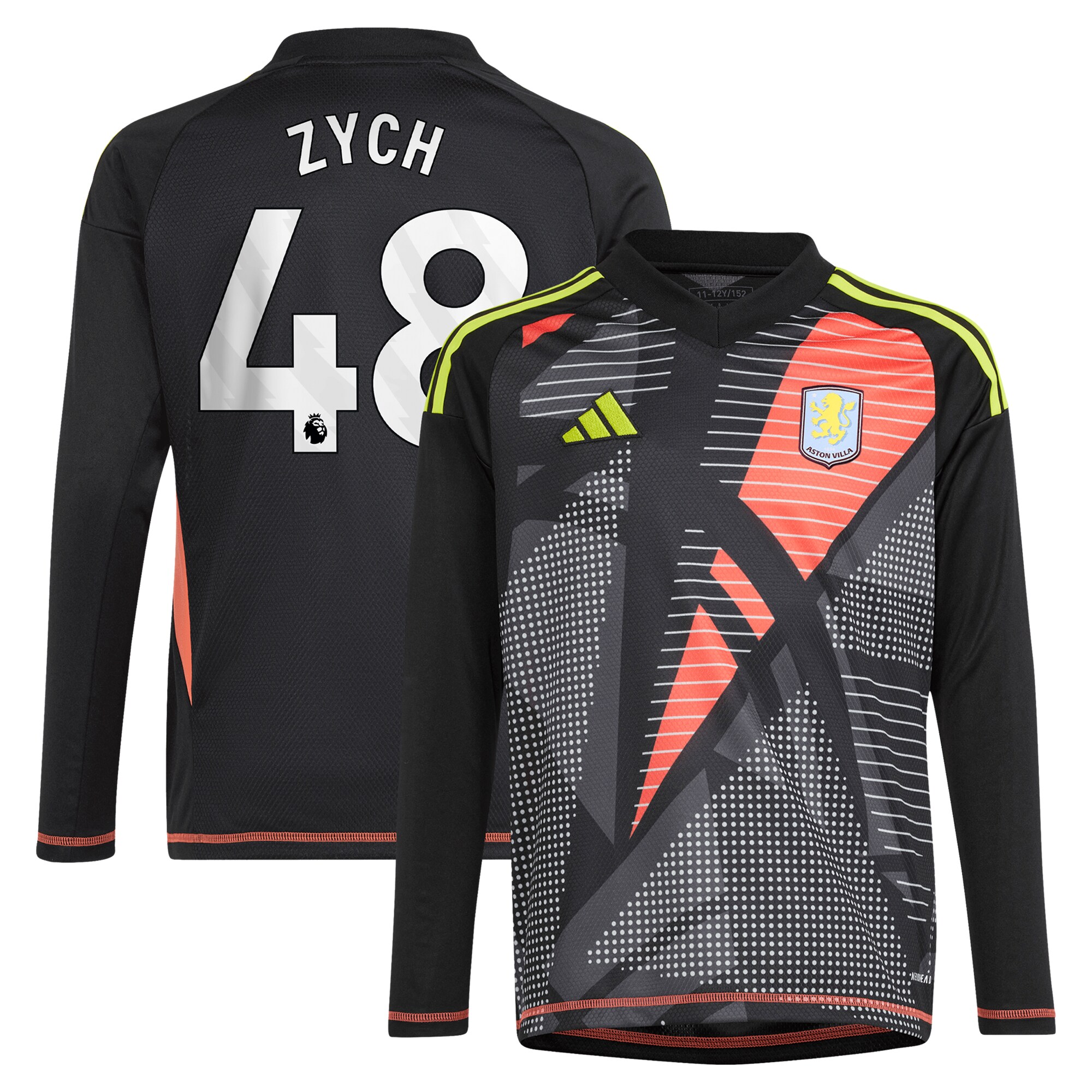 aston villa adidas goalkeeper shirt 2024-25 – long sleeve – kids with zych 48 printing – 202153091 Collection | Official Aston Villa Kits for Fans