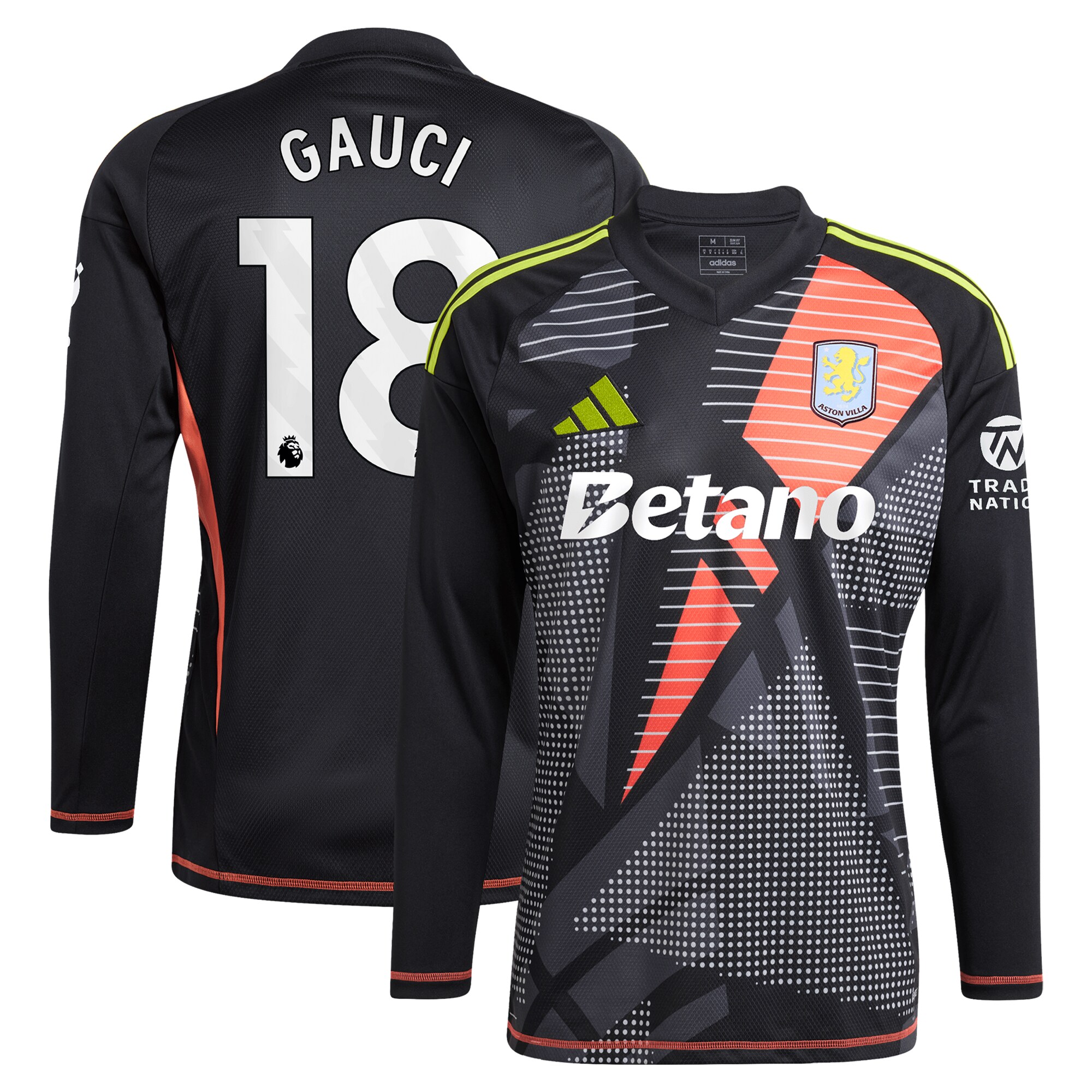aston villa adidas goalkeeper shirt 2024-25 – long sleeve with gauci 18 printing – 202028940 Collection | Official Aston Villa Kits for Fans