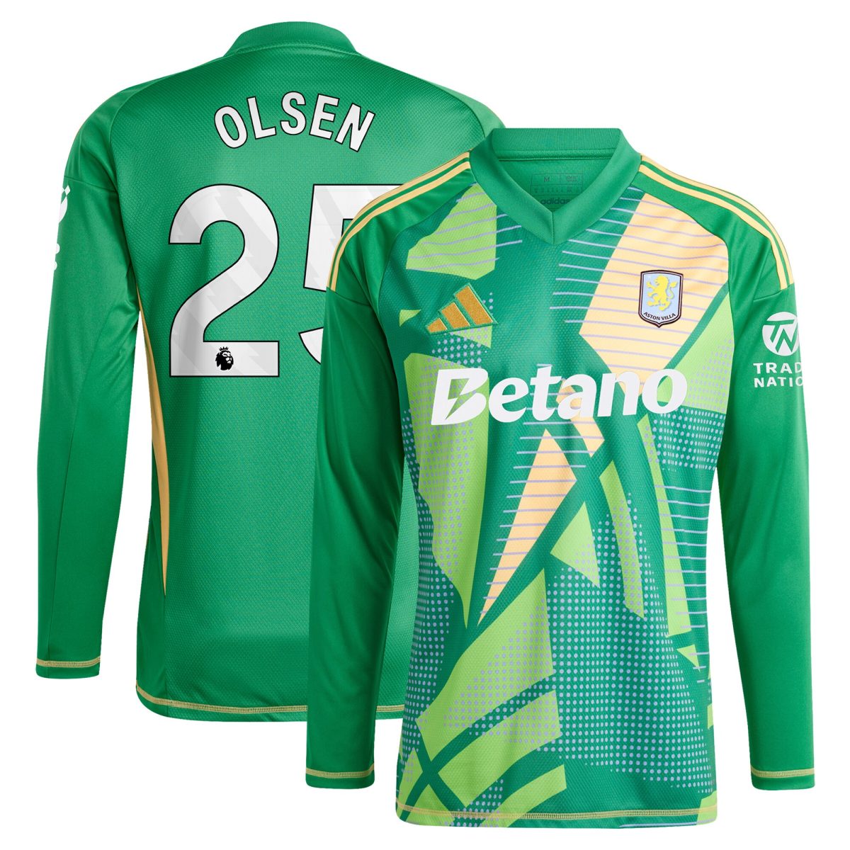 aston villa adidas goalkeeper shirt 2024-25 – long sleeve with olsen 25 printing Collection | Official Aston Villa Kits for Fans