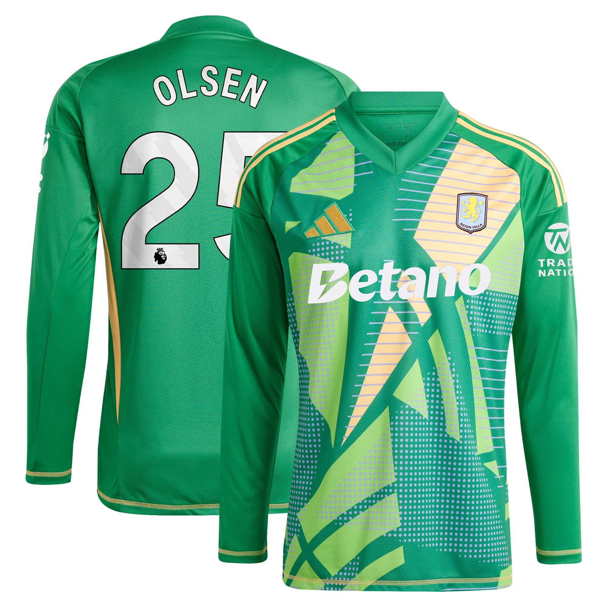 aston villa adidas goalkeeper shirt 2024-25 – long sleeve with olsen 25 printing Collection | Official Aston Villa Kits for Fans